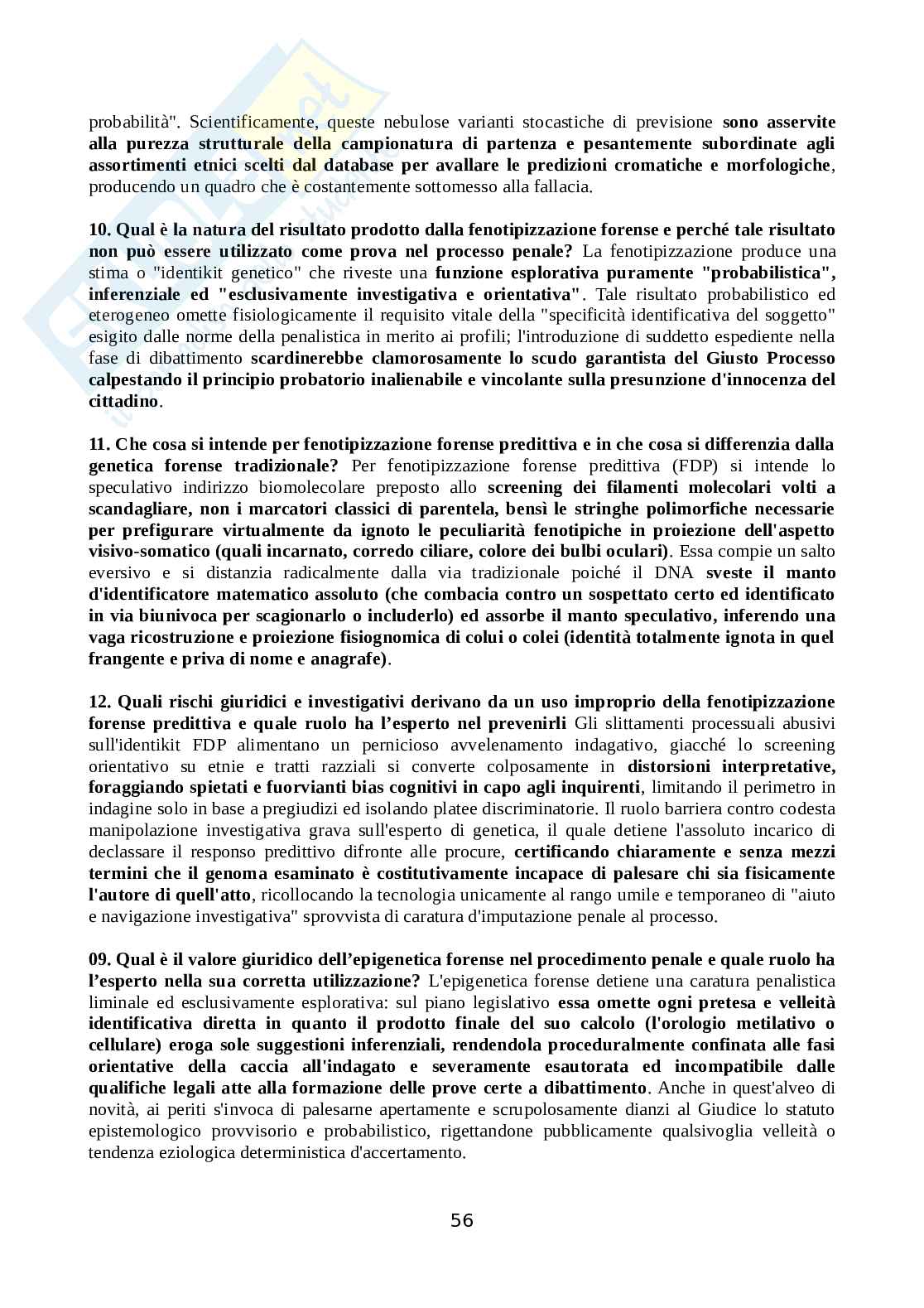 Set Domande aperte Genetica forense Pag. 56