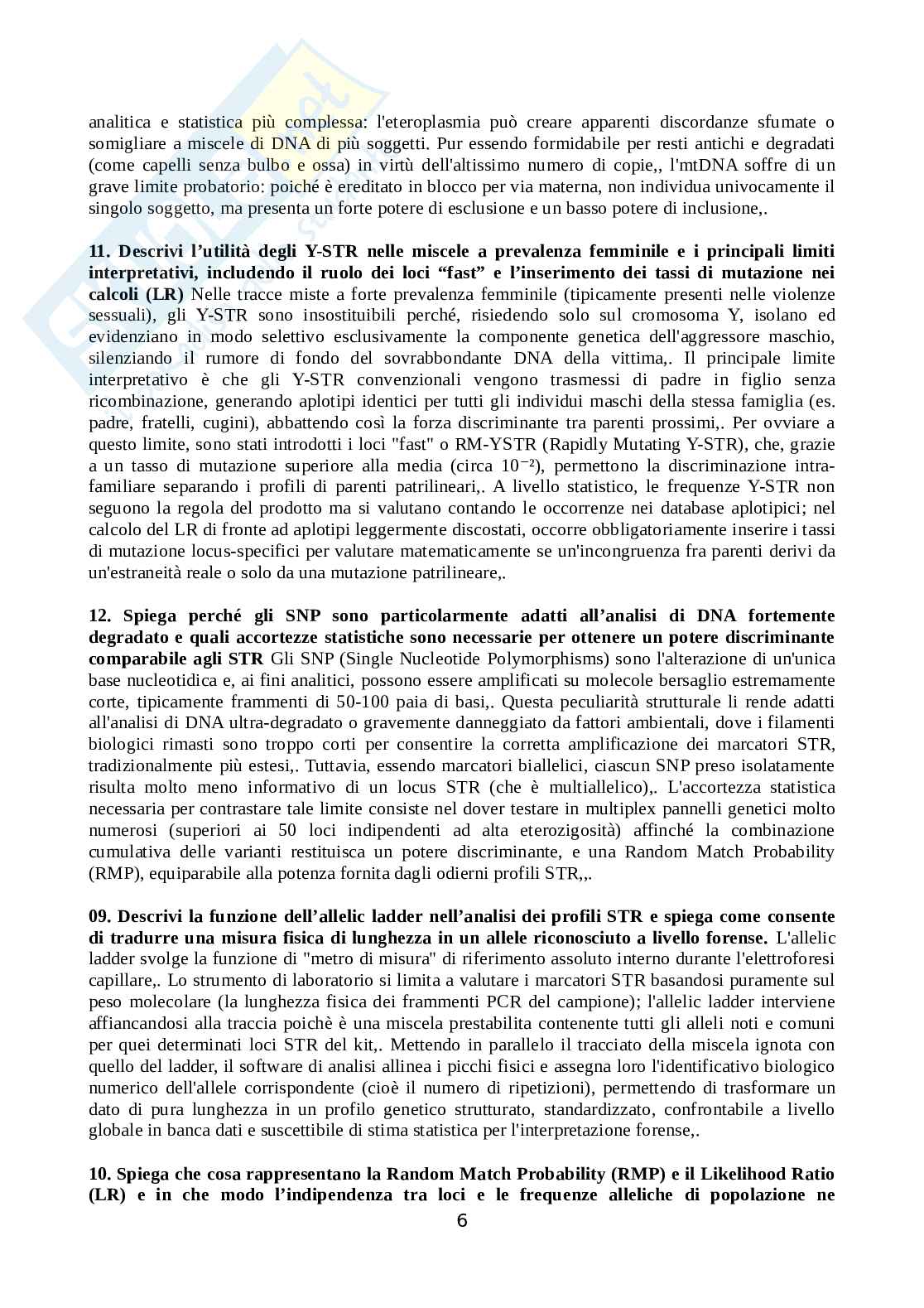 Set Domande aperte Genetica forense Pag. 6