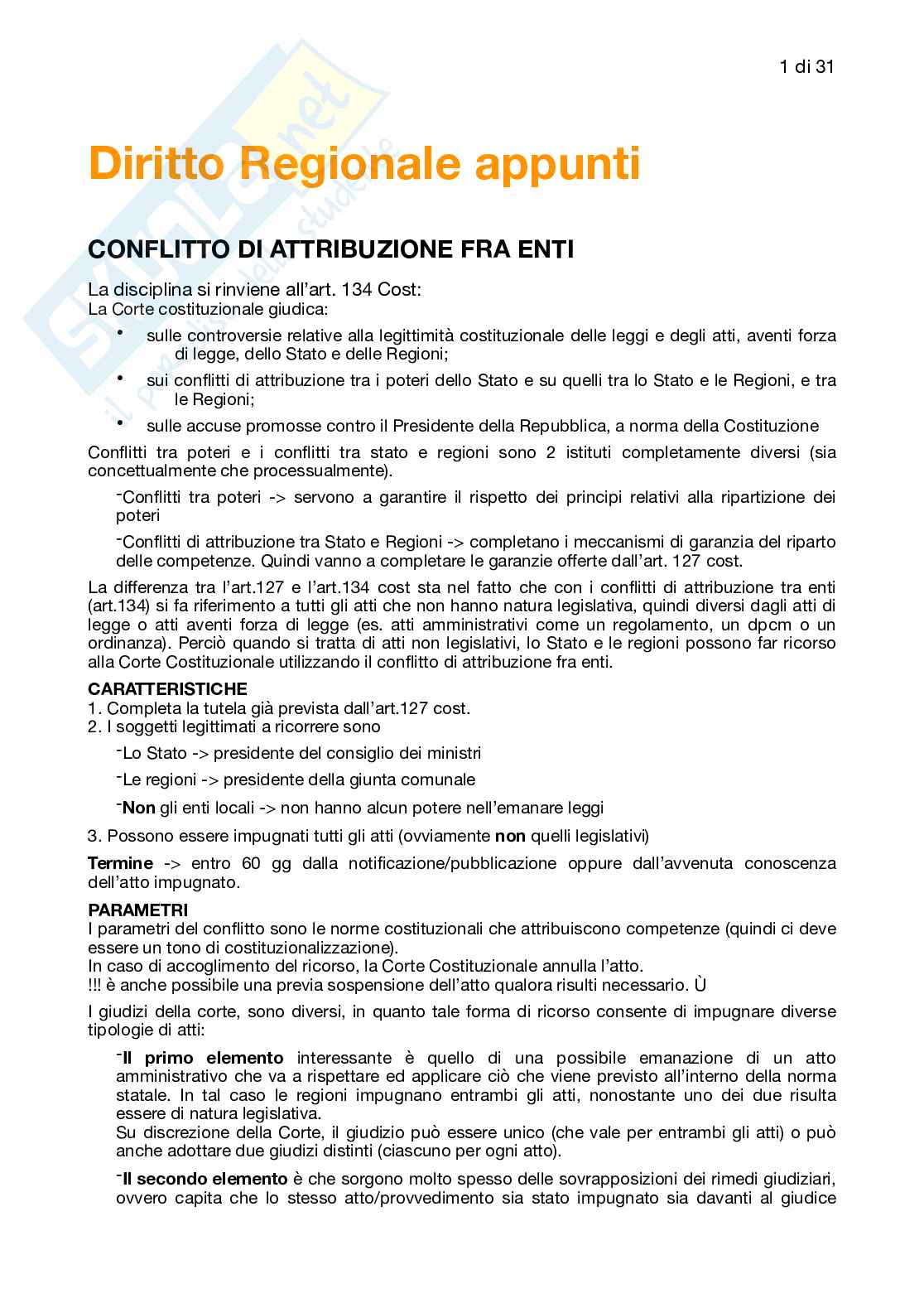 Riassunto esame Diritto comune, Prof. Biondi Francesca, libro consigliato Diritto regionale, Bin, Falcon  Pag. 1