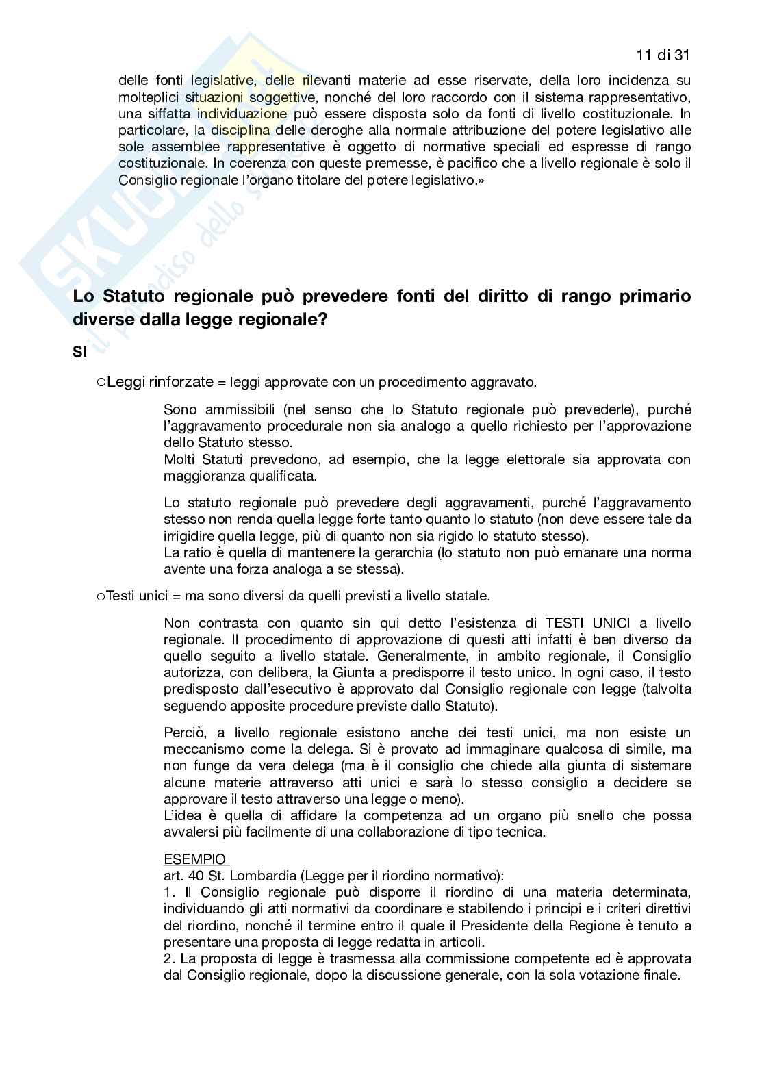 Riassunto esame Diritto comune, Prof. Biondi Francesca, libro consigliato Diritto regionale, Bin, Falcon  Pag. 11