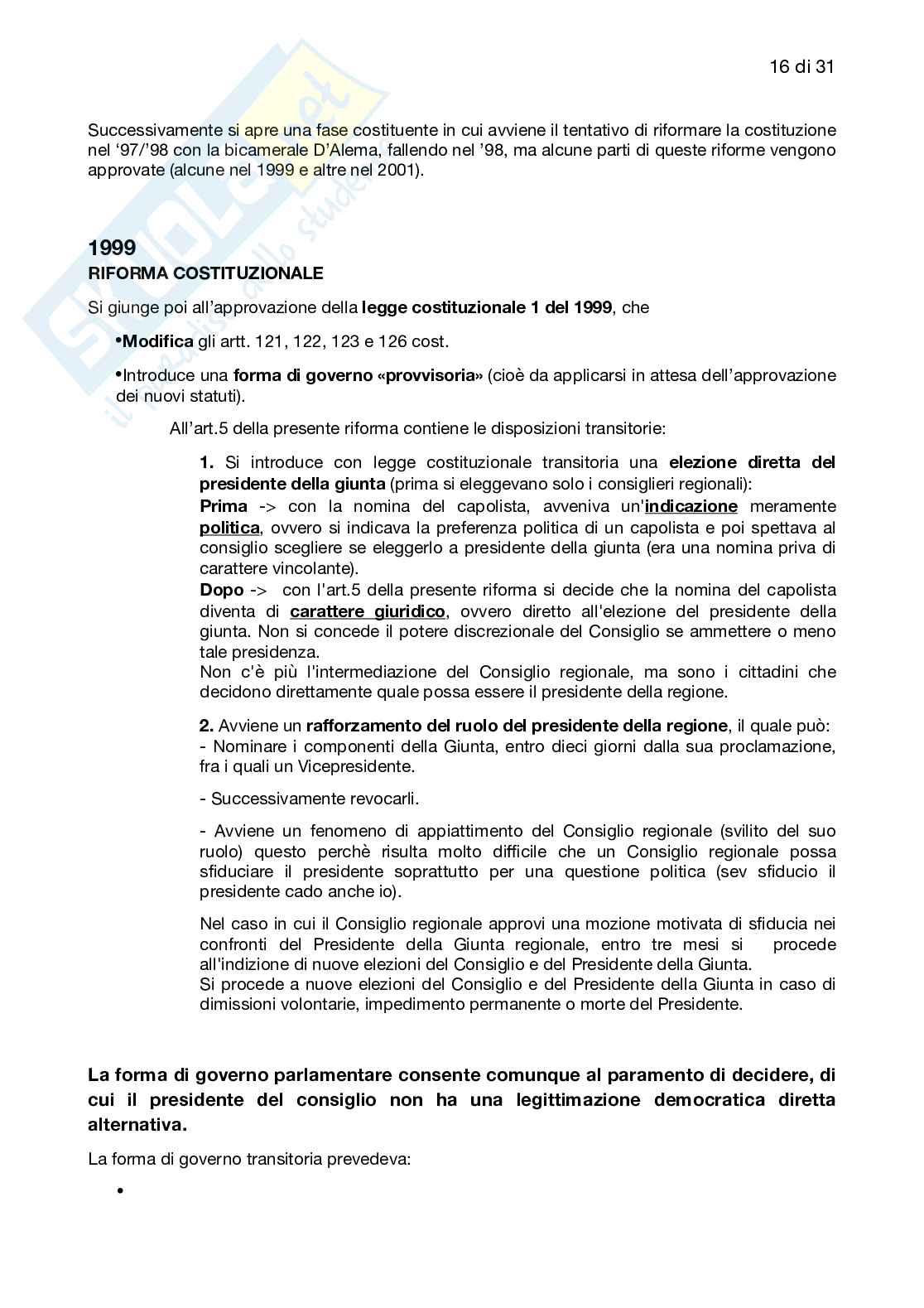 Riassunto esame Diritto comune, Prof. Biondi Francesca, libro consigliato Diritto regionale, Bin, Falcon  Pag. 16