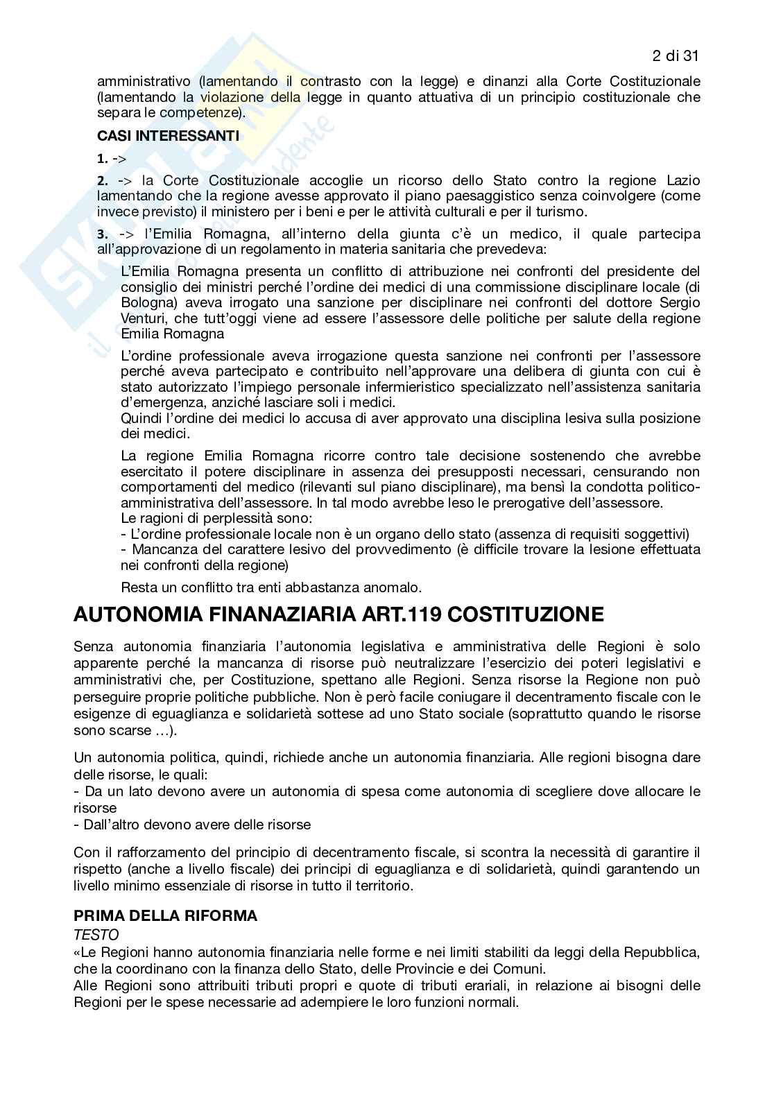 Riassunto esame Diritto comune, Prof. Biondi Francesca, libro consigliato Diritto regionale, Bin, Falcon  Pag. 2