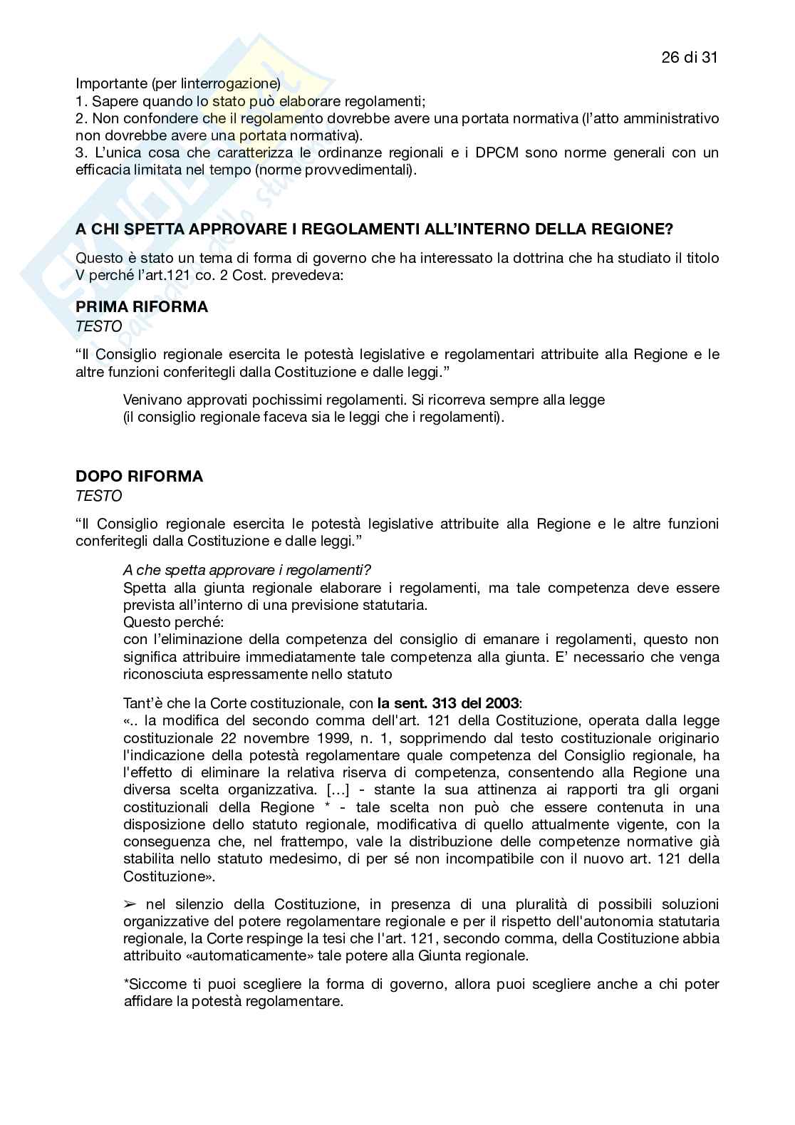 Riassunto esame Diritto comune, Prof. Biondi Francesca, libro consigliato Diritto regionale, Bin, Falcon  Pag. 26