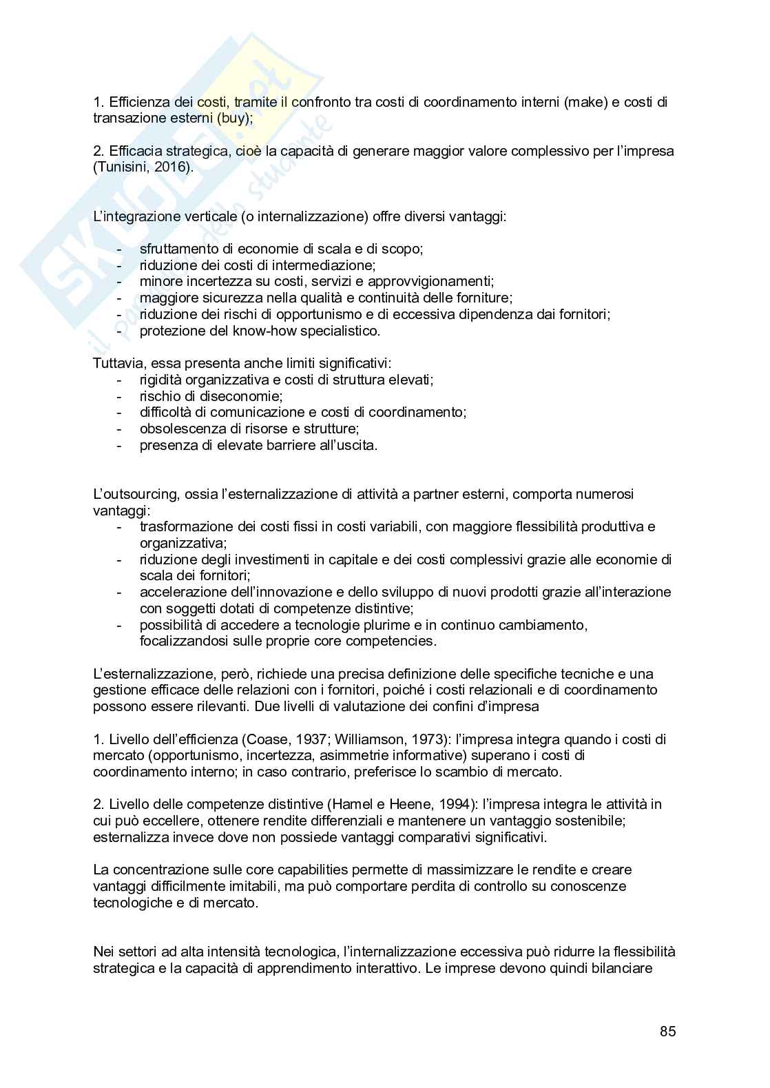 Riassunto esame Economia e gestione delle imprese, Prof. Picciotti Antonio, libro consigliato Economia e management delle imprese , Ferrucci, Tunisini, Pencarelli Pag. 86