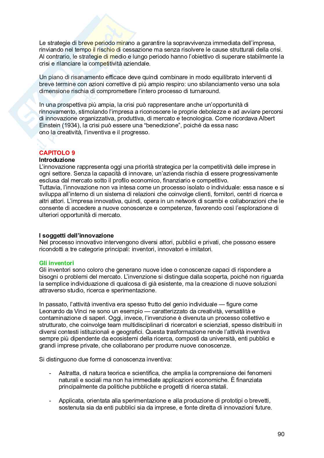 Riassunto esame Economia e gestione delle imprese, Prof. Picciotti Antonio, libro consigliato Economia e management delle imprese , Ferrucci, Tunisini, Pencarelli Pag. 91