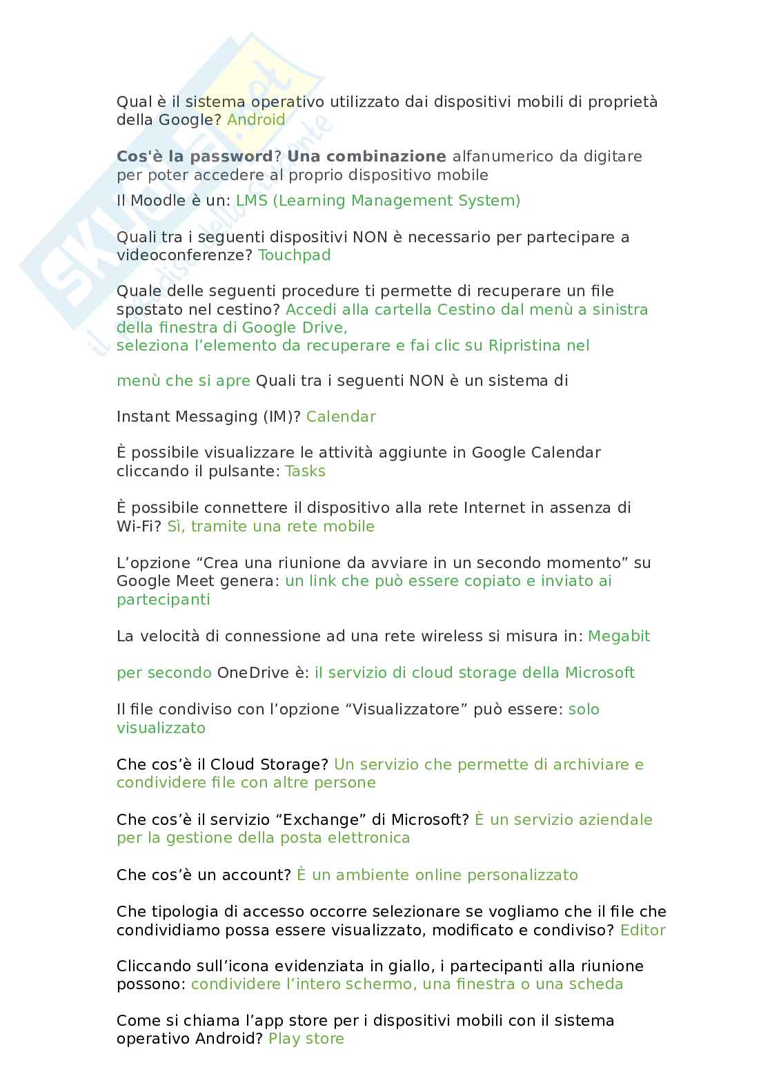 Domande Eipass 7 moduli (aggiornamento 6.0) - Modulo 1-2-3 ultima versione. Aggiornato e completo Pag. 6