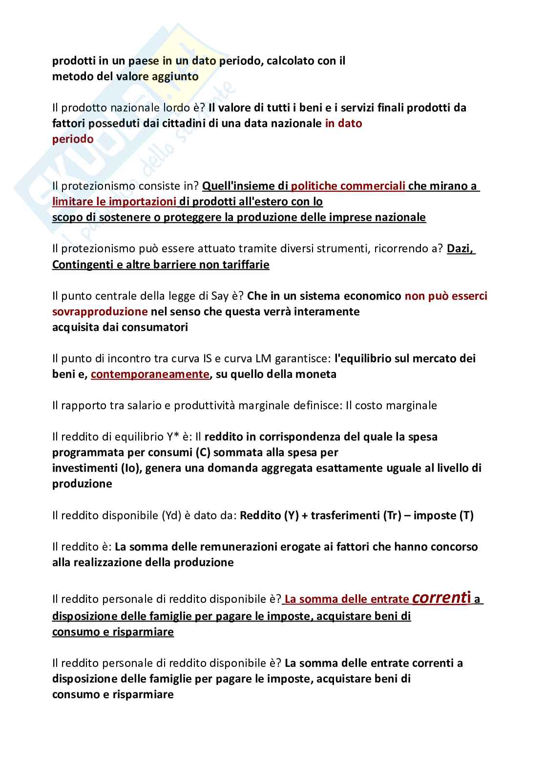 Paniere nuovo (2026) di Economia politica  Pag. 31