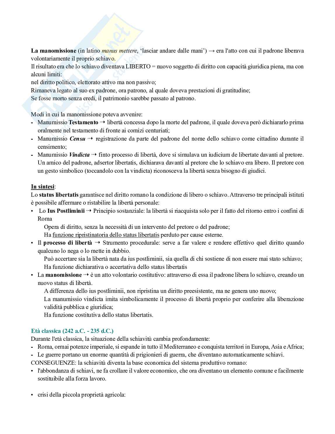 Riassunto esame Istituzioni di Diritto Romano, Prof. Gagliardi Lorenzo, libro consigliato Diritto romano. Istituzioni e storia, Cantarella Pag. 11