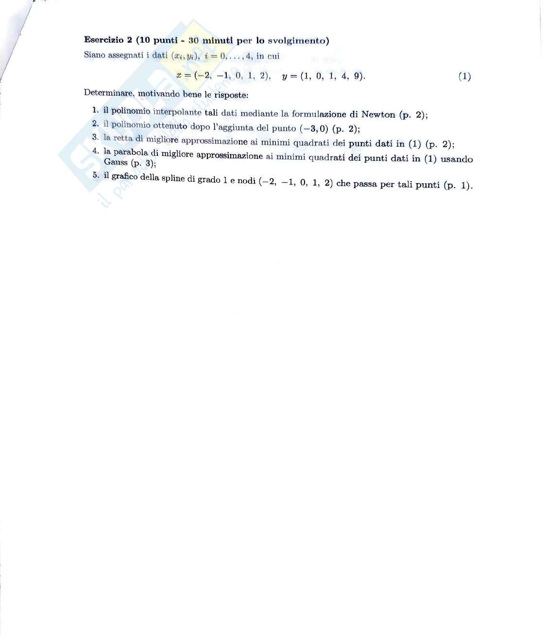 Esame Calcolo Numerico 29 Gennaio 2021 Pag. 2