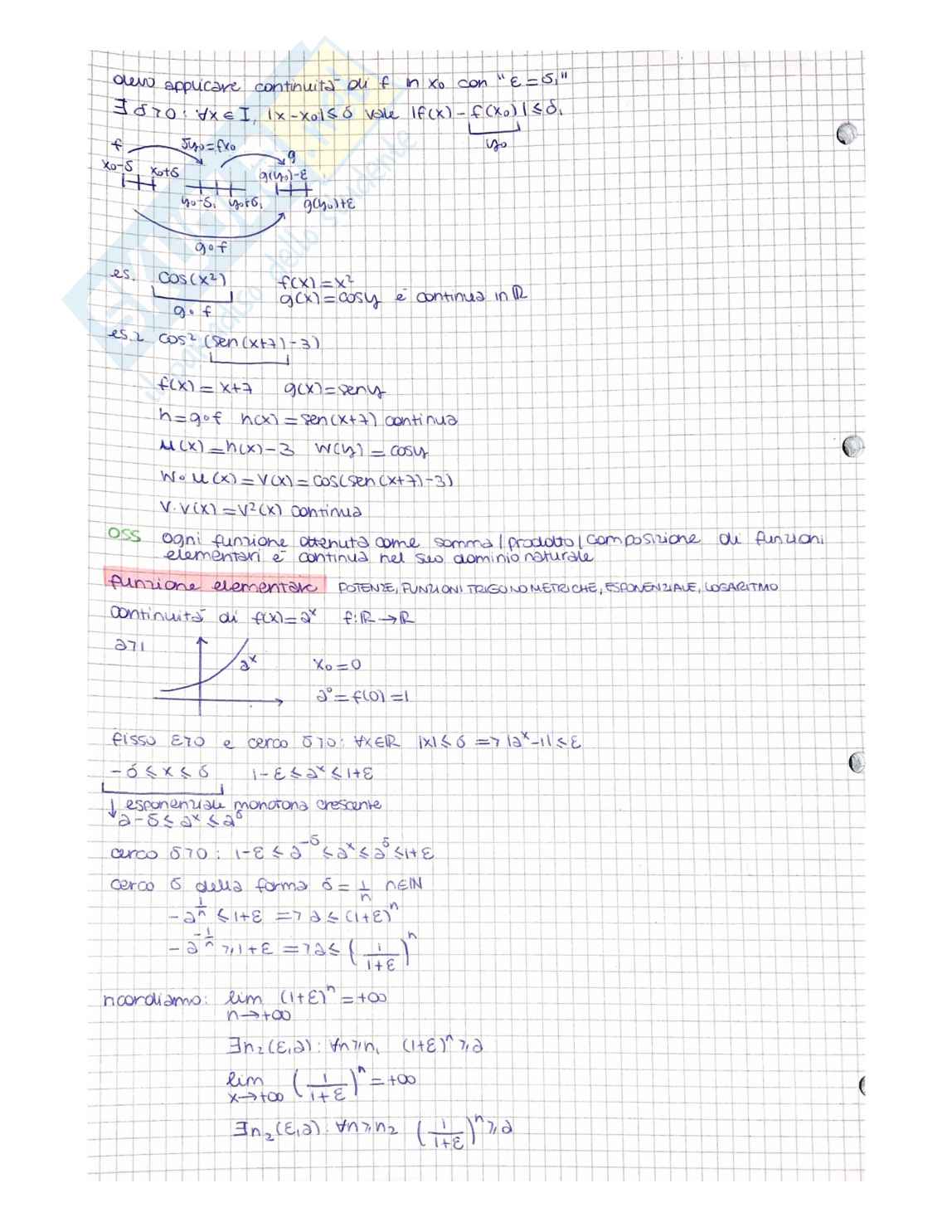 Limiti parte 2 con definizioni, dimostrazioni, teoremi, notazioni, osservazioni, corollario ed esercizi Pag. 1