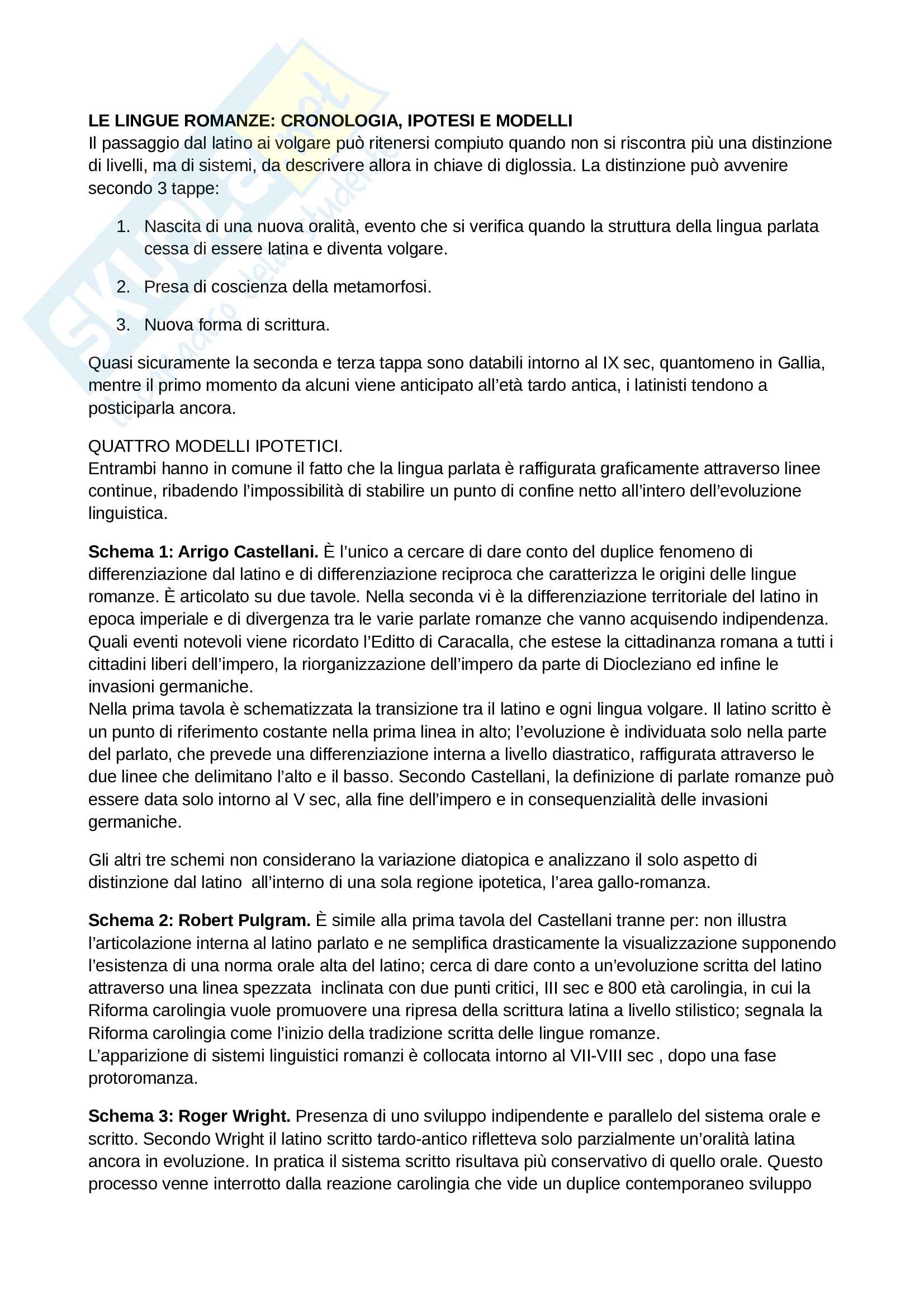 Riassunto esame Fondamenti di filologia e linguistica romanza, prof. Asperti, libro consigliato Linguistica romanza, Varvaro Pag. 6