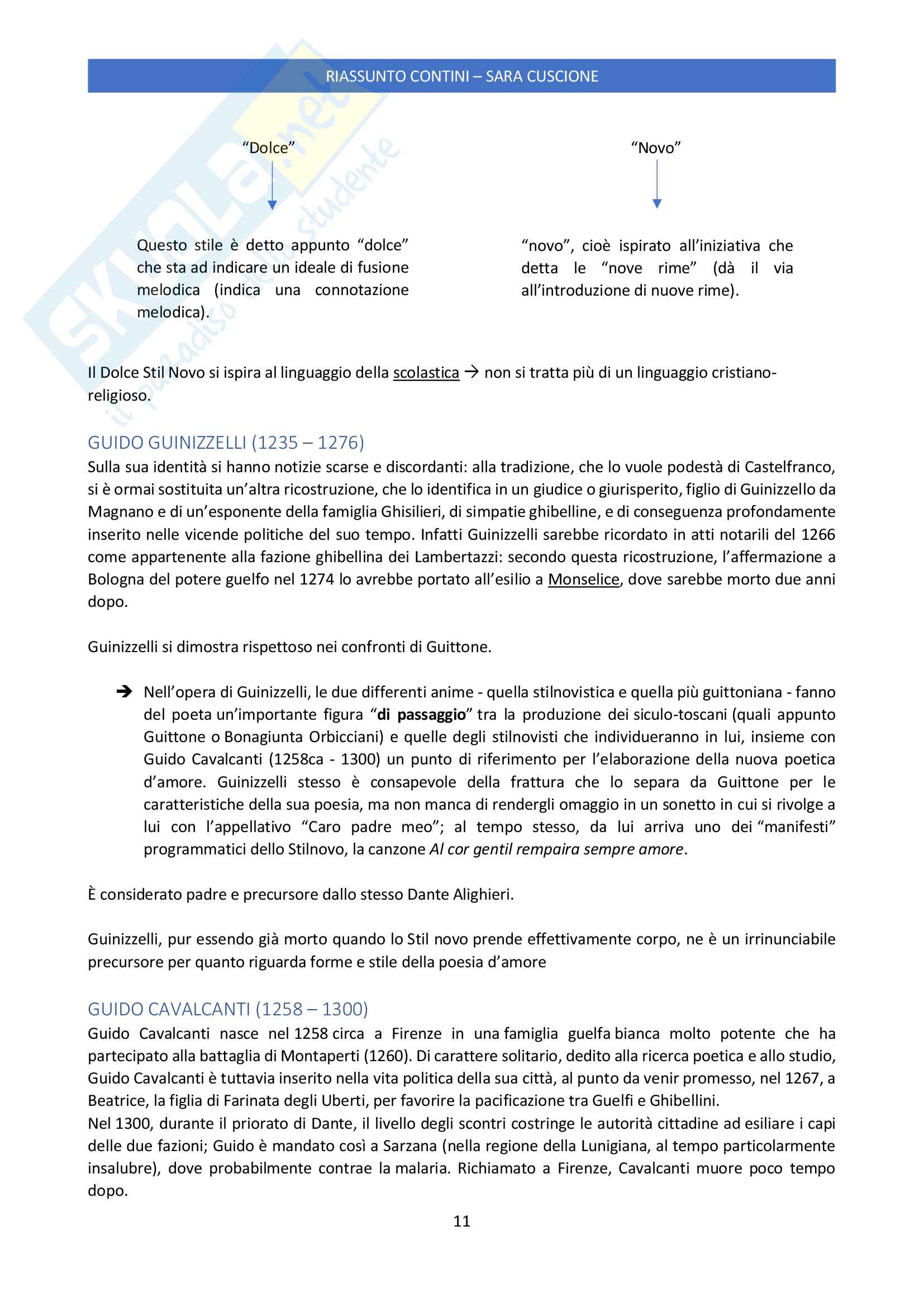 Riassunto esame Letteratura Italiana delle Origini, prof. Giuseppe Frasso, libro consigliato Letteratura italiana delle origini di Gianfranco Contini Pag. 11
