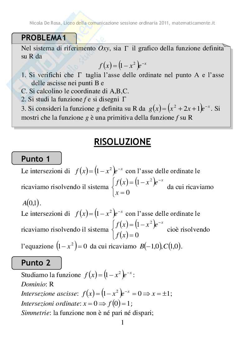 2011 - Liceo della comunicazione, sessione ordinaria Pag. 1