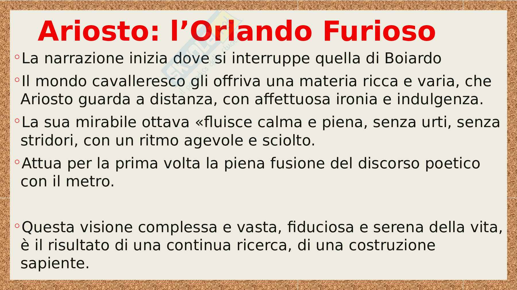 Slide riassuntive su Ludovico Ariosto Pag. 11