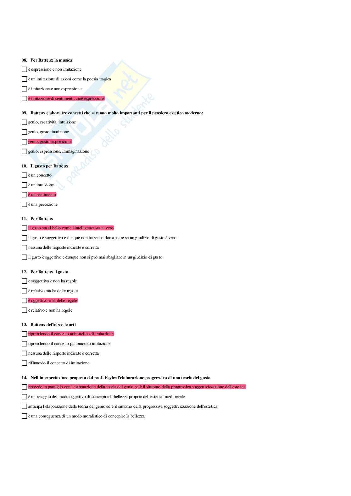 Paniere risposte multiple Estetica della comunicazione (2026) Pag. 46