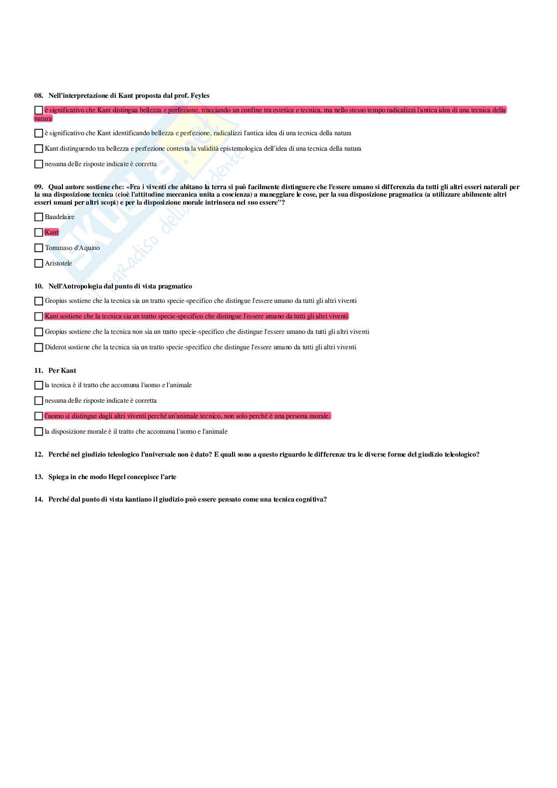 Paniere risposte multiple Estetica della comunicazione (2026) Pag. 61