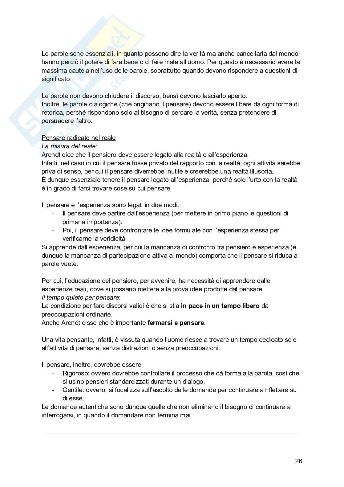 Riassunto esame Pedagogia , Prof. Costa Cosimo, libro consigliato Itinerario pedagogico; A scuola di libertà; Maria Montessori e le neuroscienze, Flores D’Arcais, Mortari, Regni Pag. 26