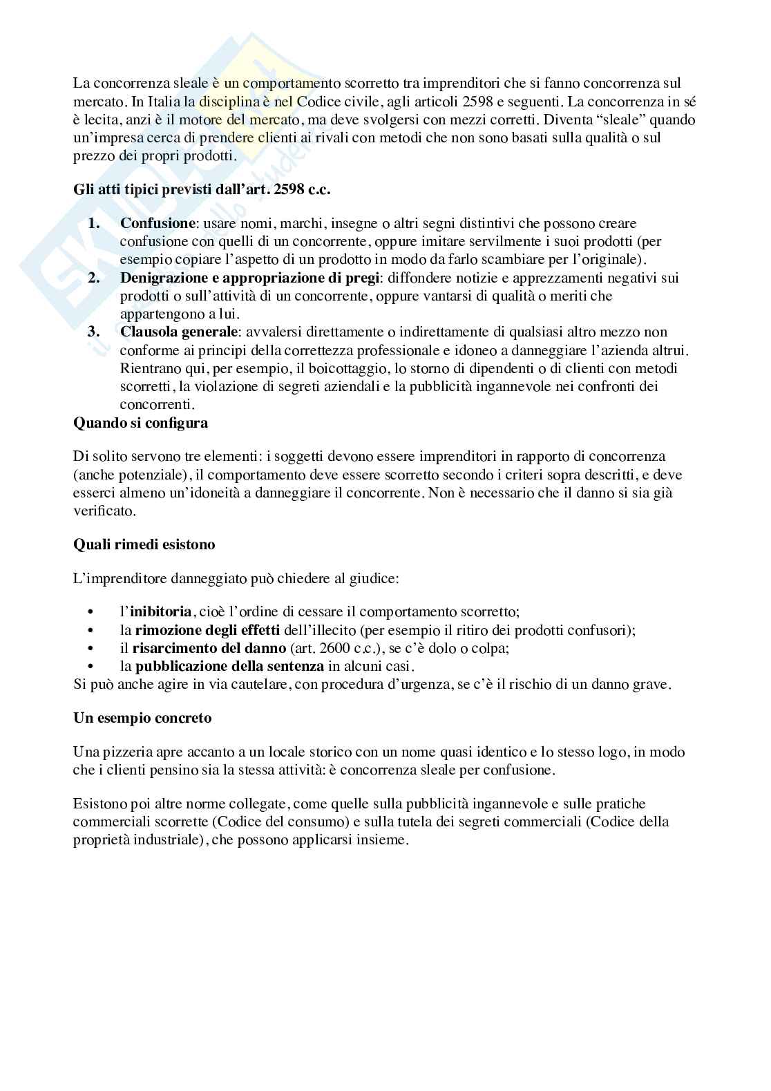 Dirtto della concorrenza sleale  Pag. 1