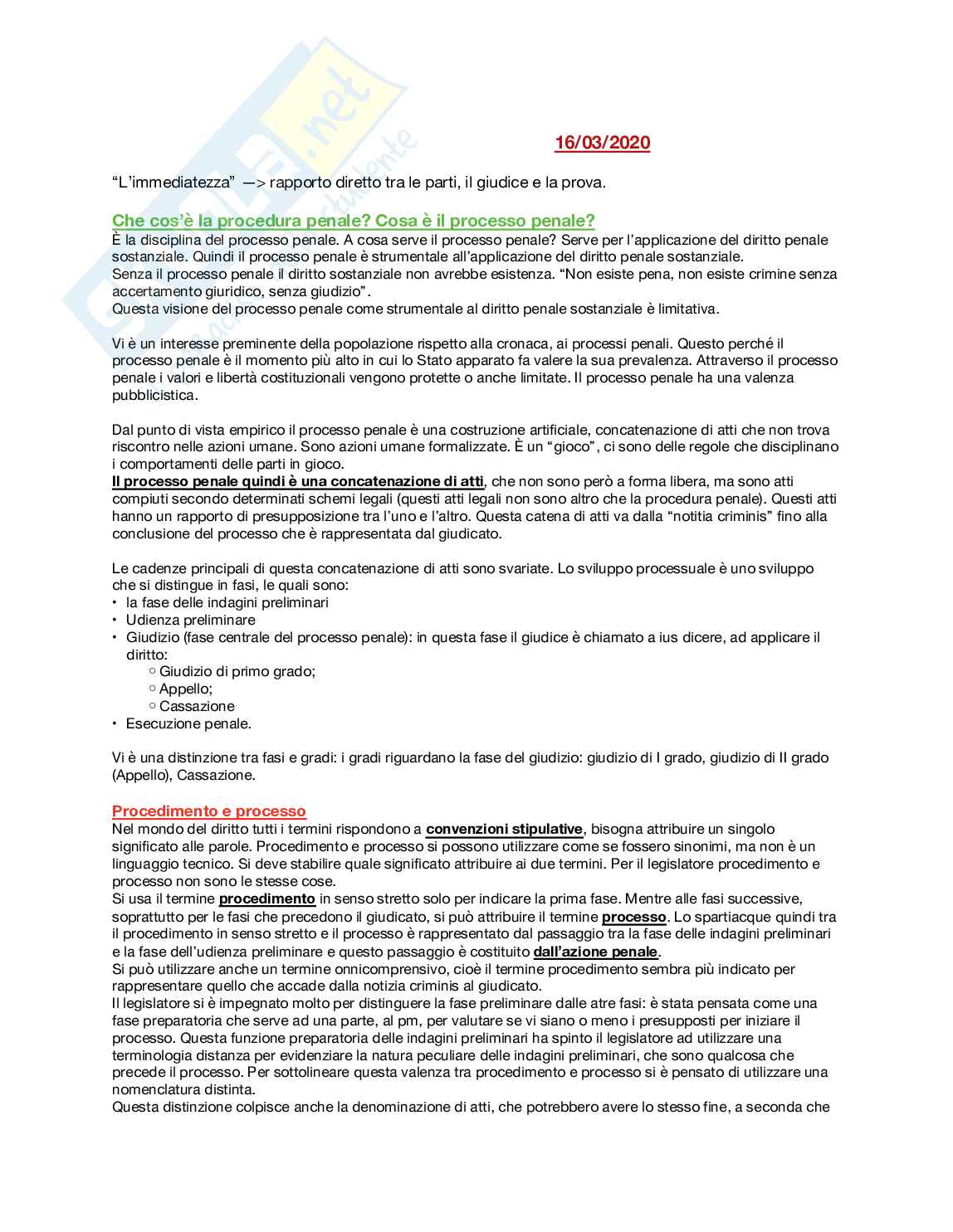 Appunti procedura penale Pag. 1