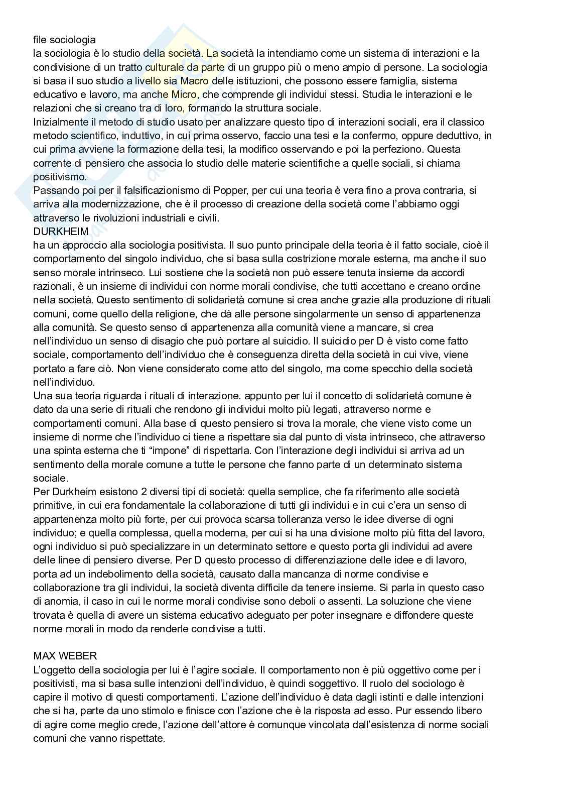 Sociologia generale Pag. 1