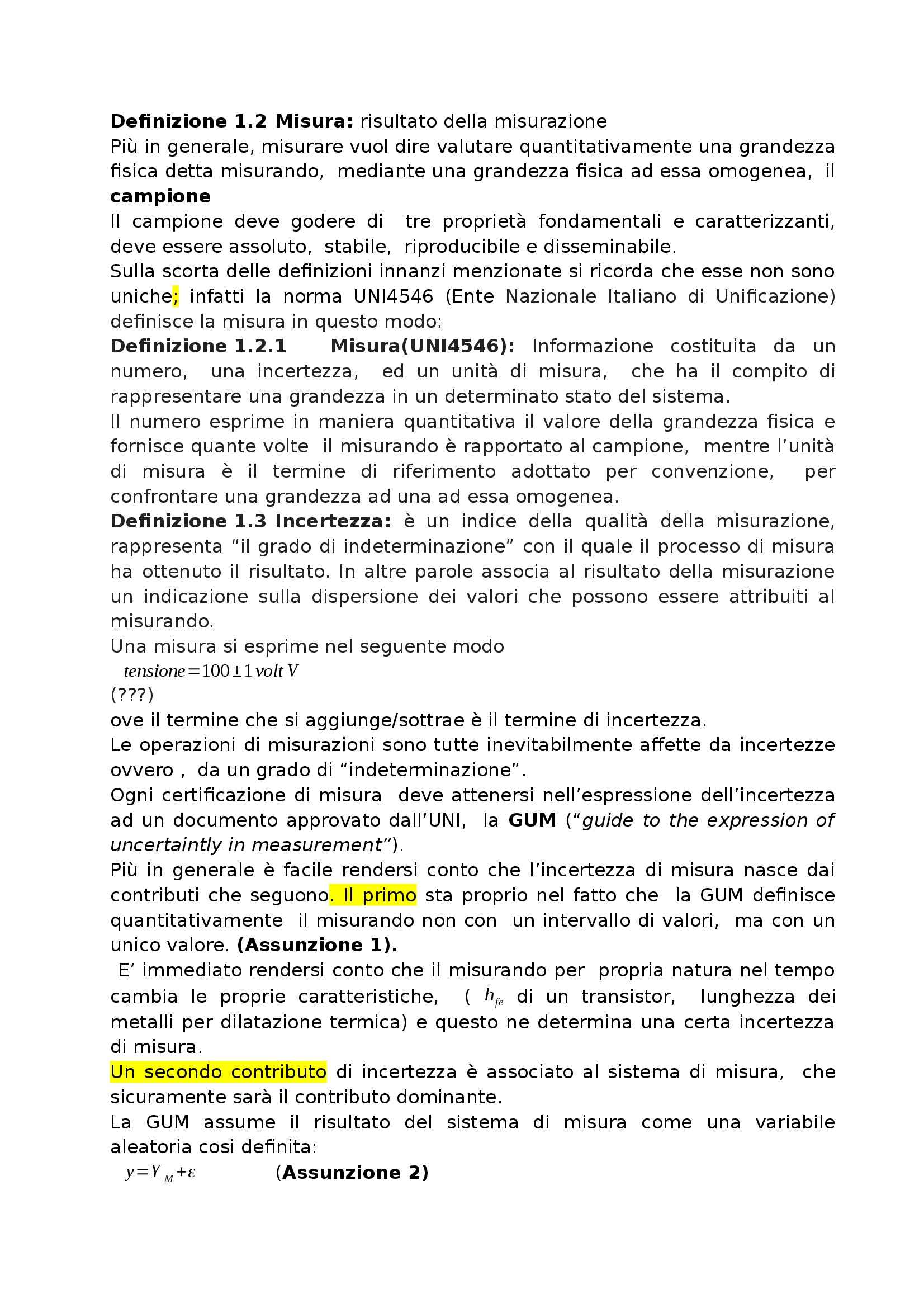 Fondamenti di misure elettroniche - valutazione dell'incertezza Pag. 2