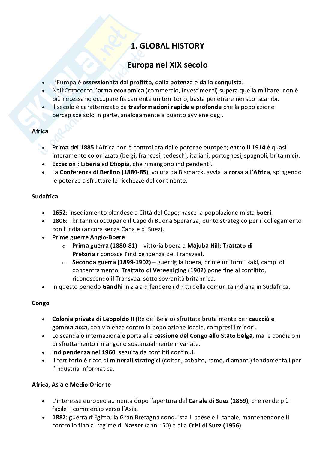 Appunti primo semestre Storia contemporanea Pag. 1