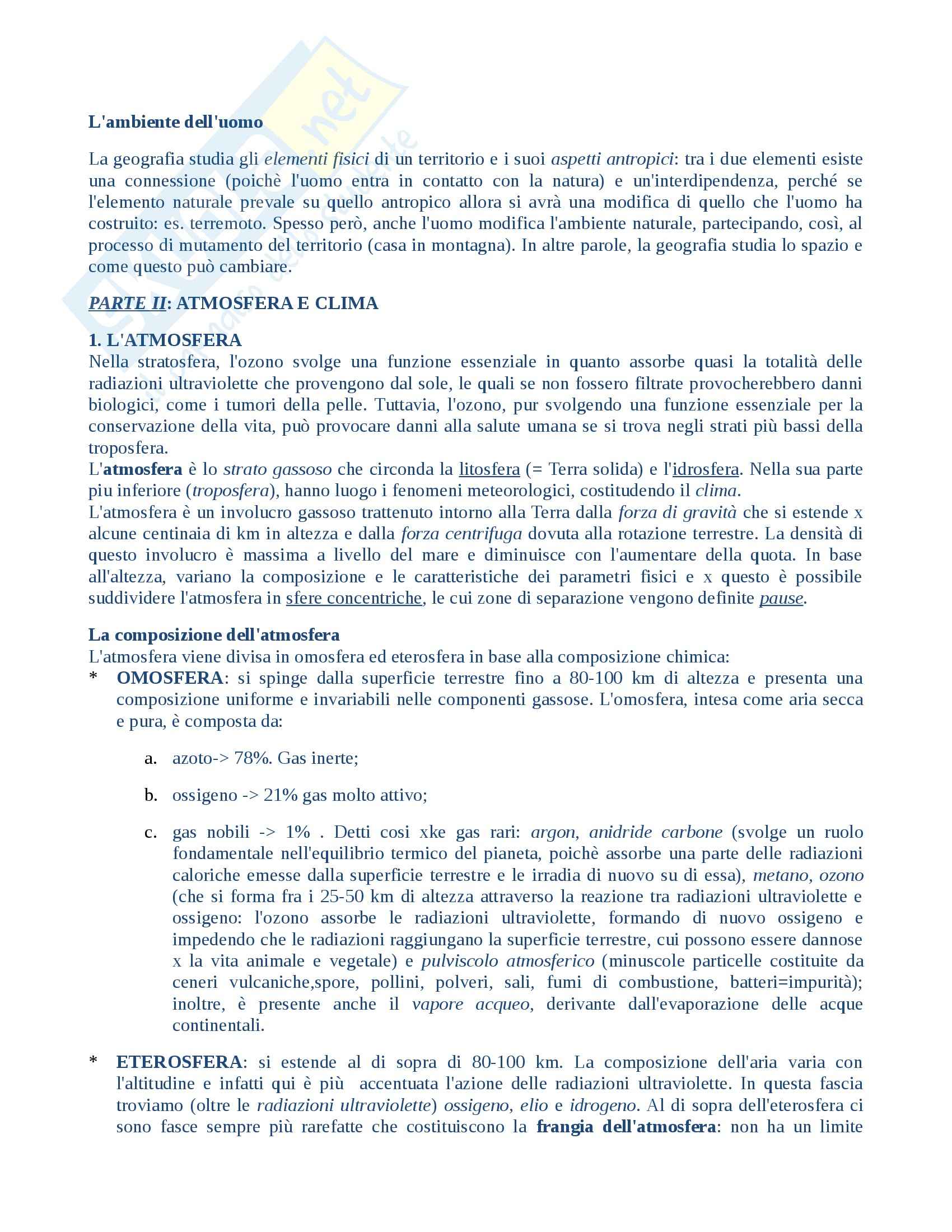 Ambiente dell'uomo, Geografia Pag. 1