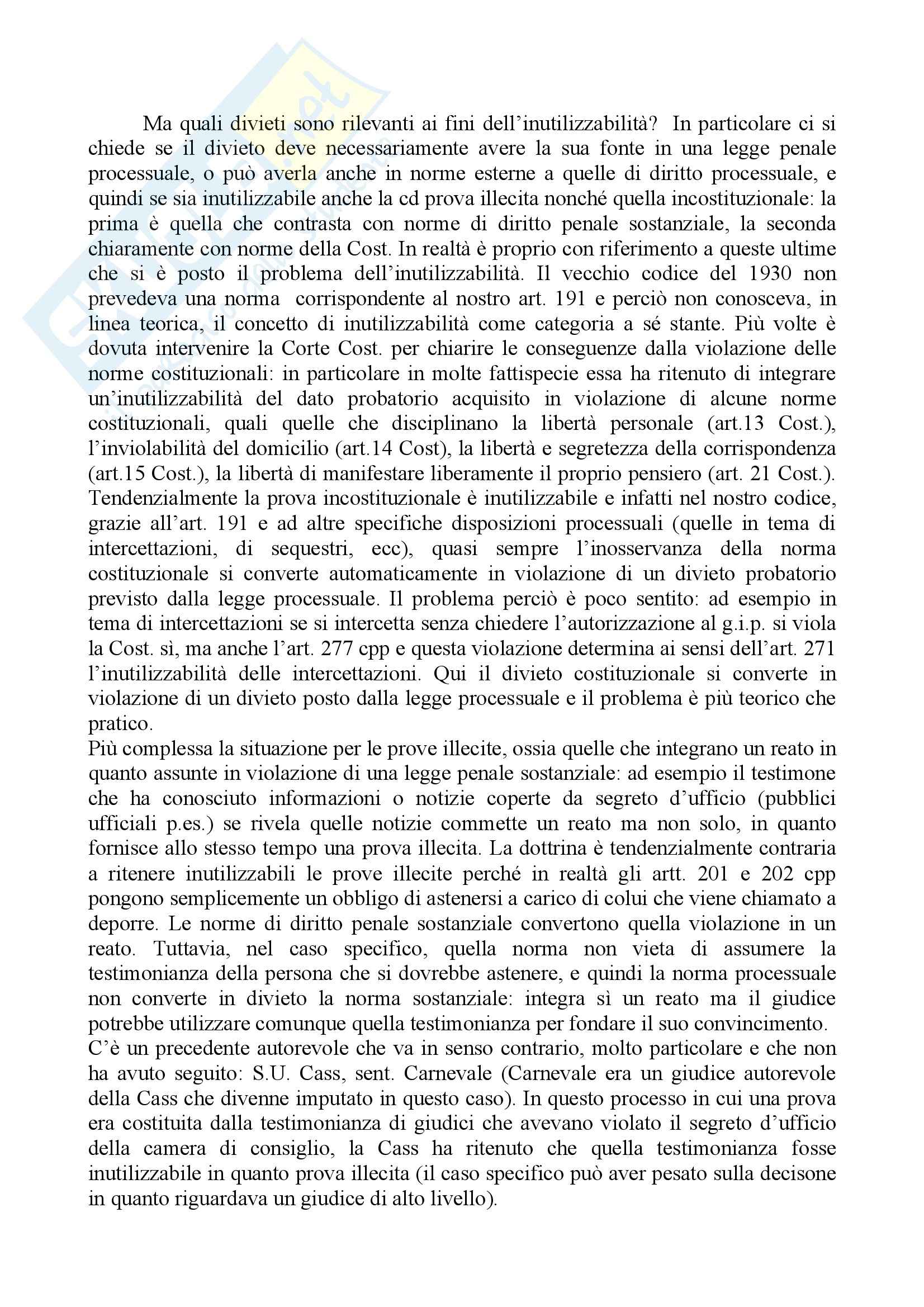 Inutilizzabilità - Procedura penale Pag. 2