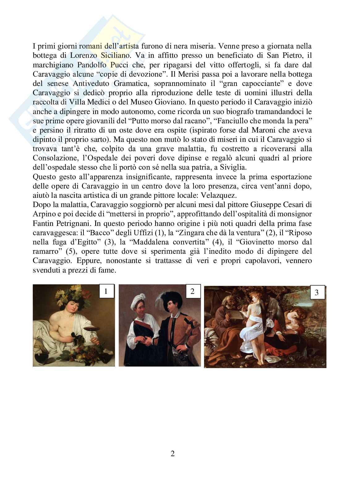 Riassunto esame Storia dell'arte moderna, prof. Ghelfi, libro consigliato Caravaggio, Longo Pag. 2