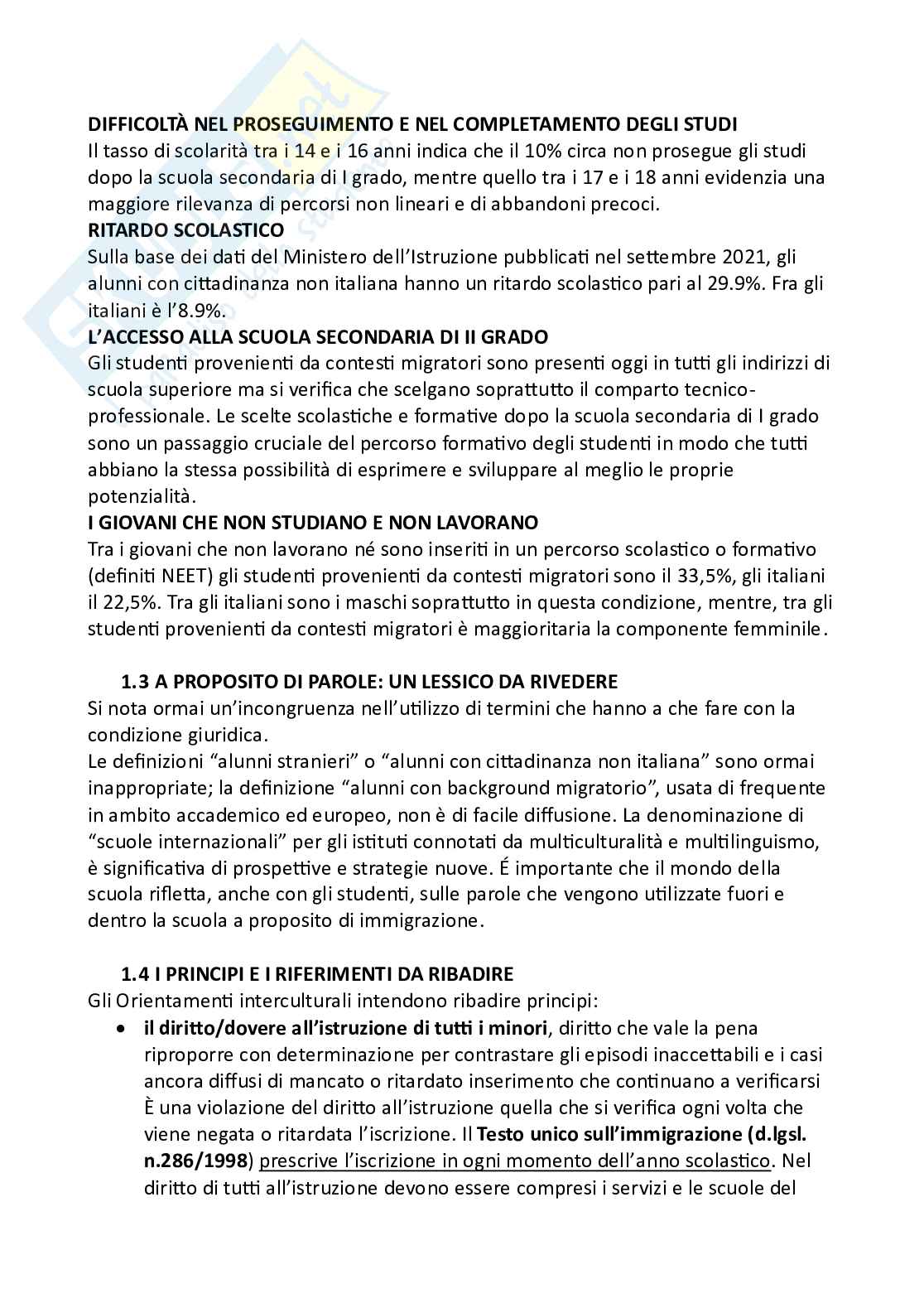 Riassunto esame Pedagogia interculturale, Prof. D'aprile Gabriella, libro consigliato Rientamenti interculturali. Idee e proposte per l’integrazione di alunni e alunne provenienti da contesti migratori, Ministero dell'Istruzione Pag. 2