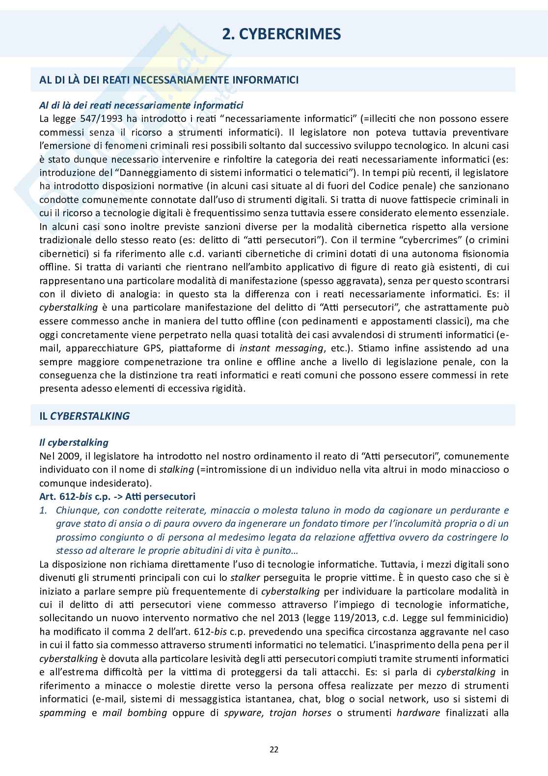 Riassunto esame Informatica giuridica, Prof. Grassi Stefano, libro consigliato Informatica criminale, Pietropaoli Pag. 21