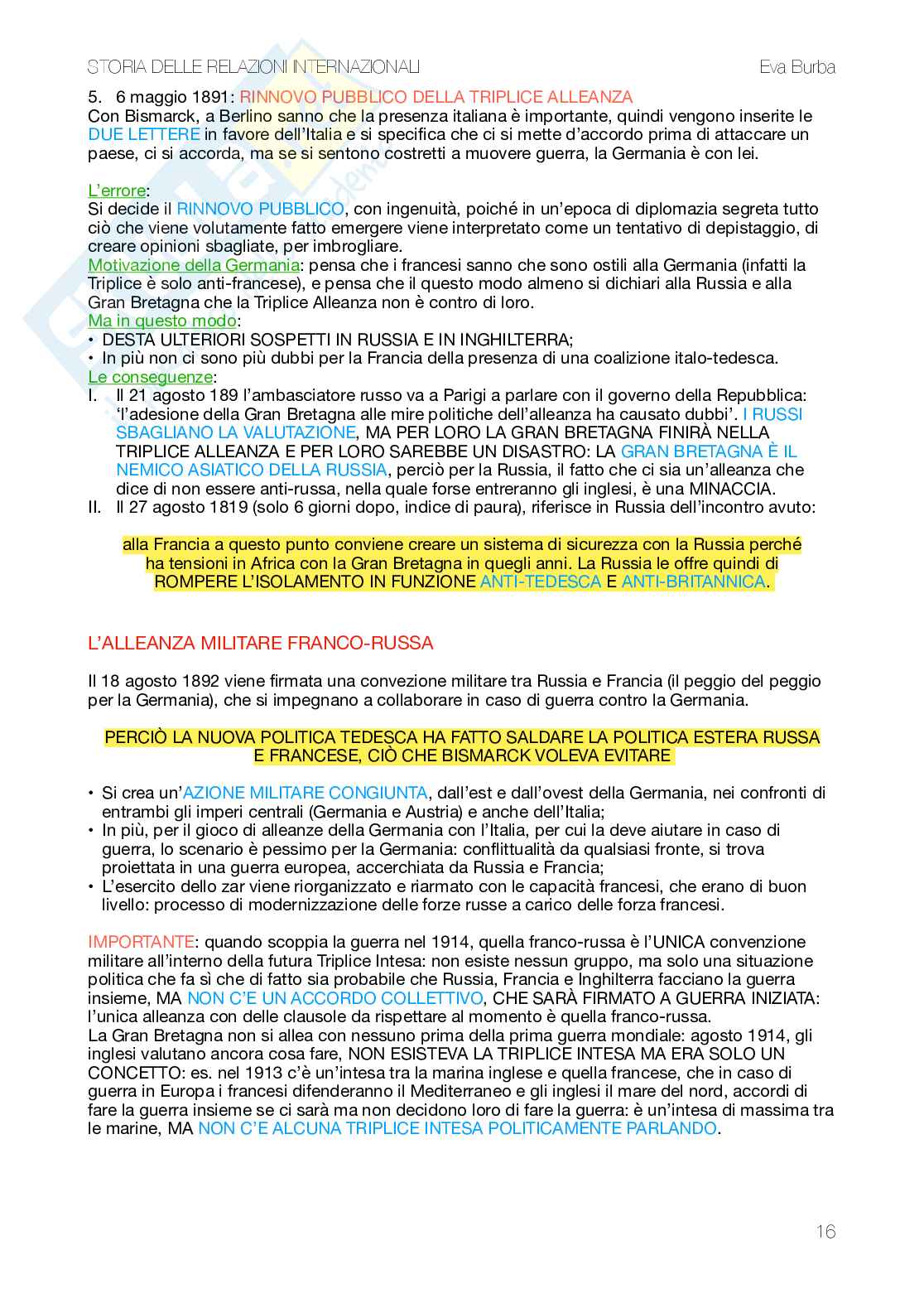 Appunti completi e dettagliati (quasi parola per parola) del corso di storia delle relazioni internazionali (proff. Georg Meyr e Giulia Caccamo) Pag. 16