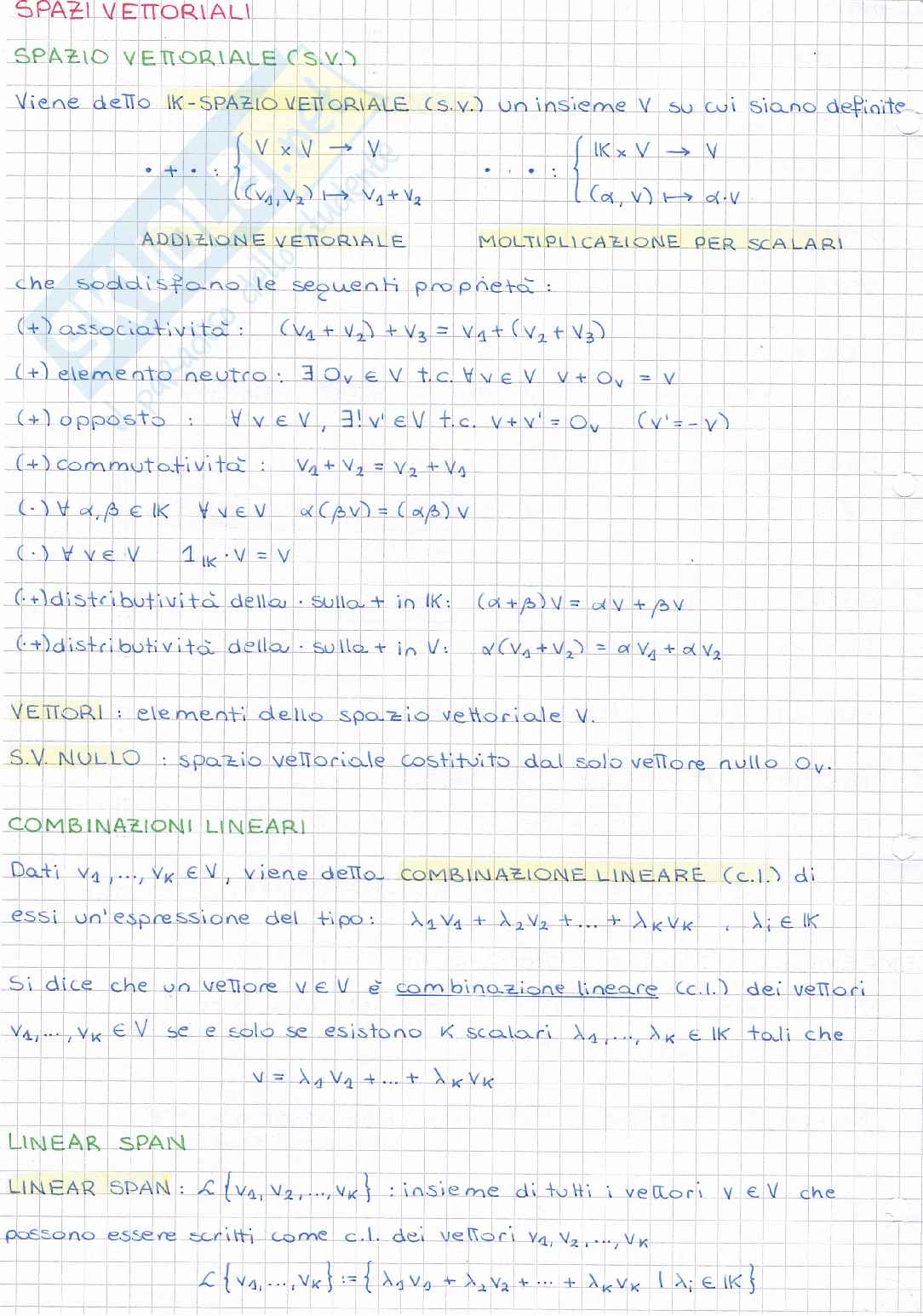 Appunti Algebra Lineare e Geometria Analitica (formulario) Pag. 16