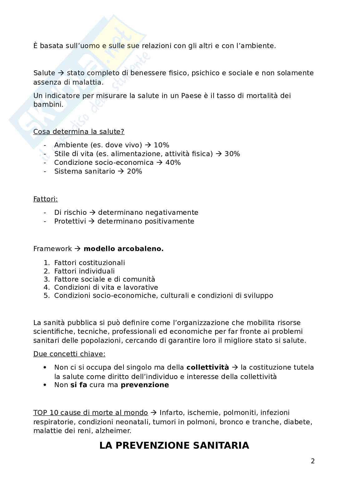 Promozione della salute e della sicurezza: Igiene e problemi prioritari di salute Pag. 2