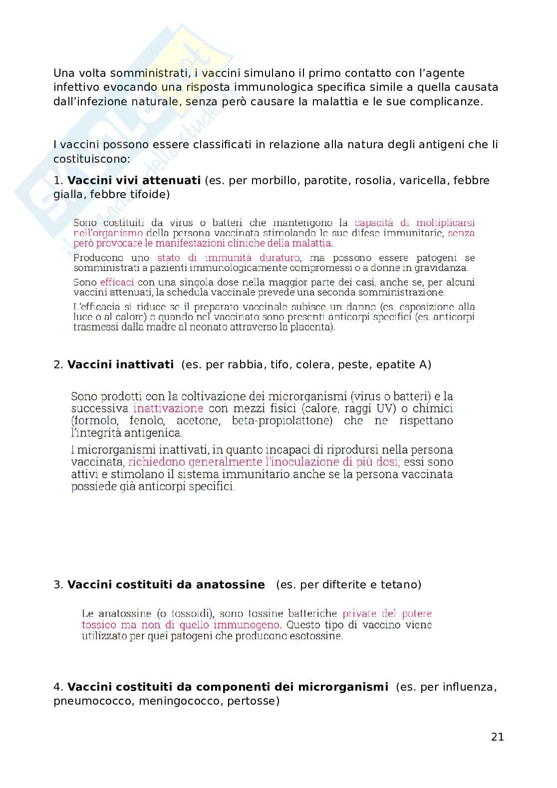 Promozione della salute e della sicurezza: Igiene e problemi prioritari di salute Pag. 21