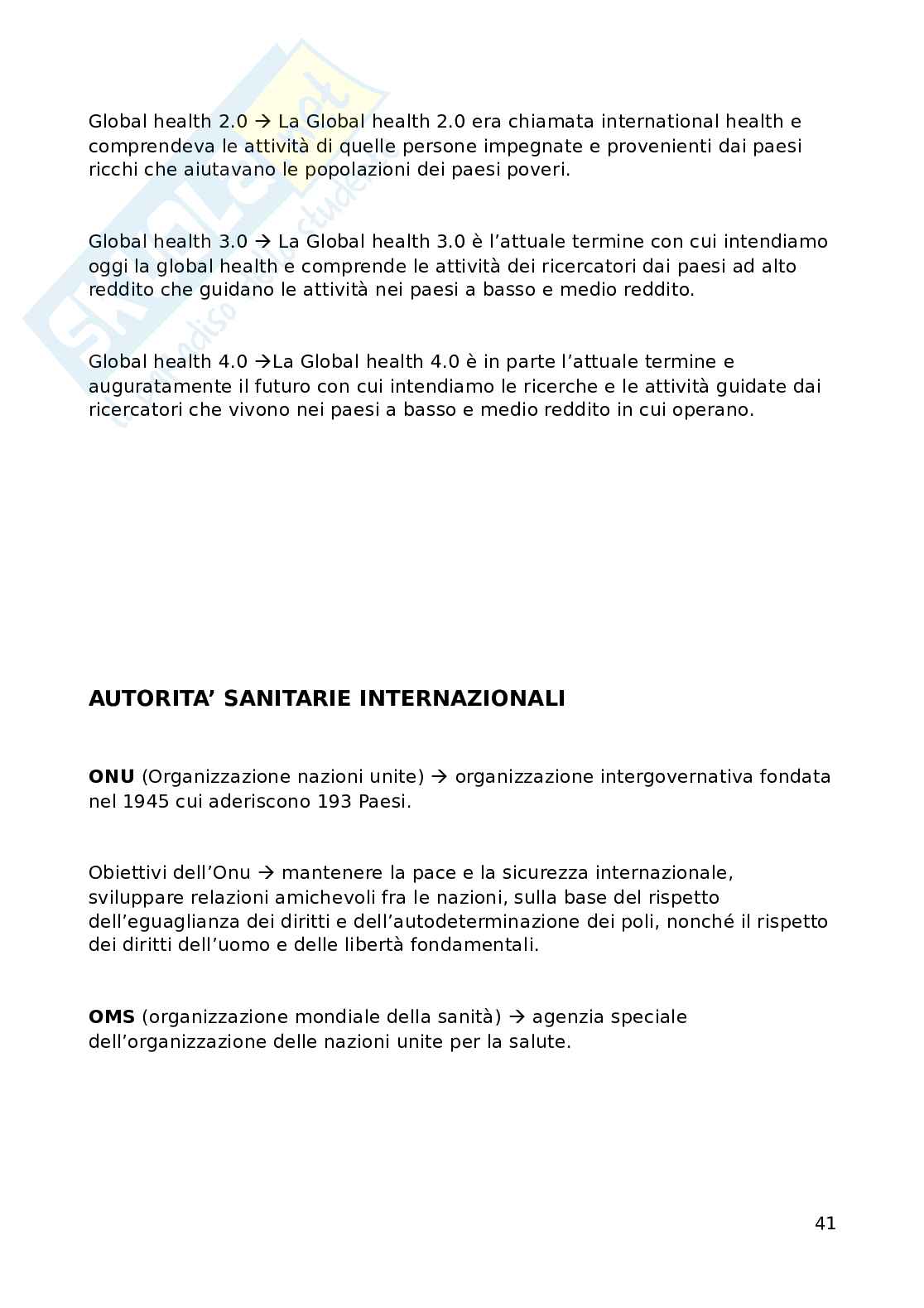 Promozione della salute e della sicurezza: Igiene e problemi prioritari di salute Pag. 41