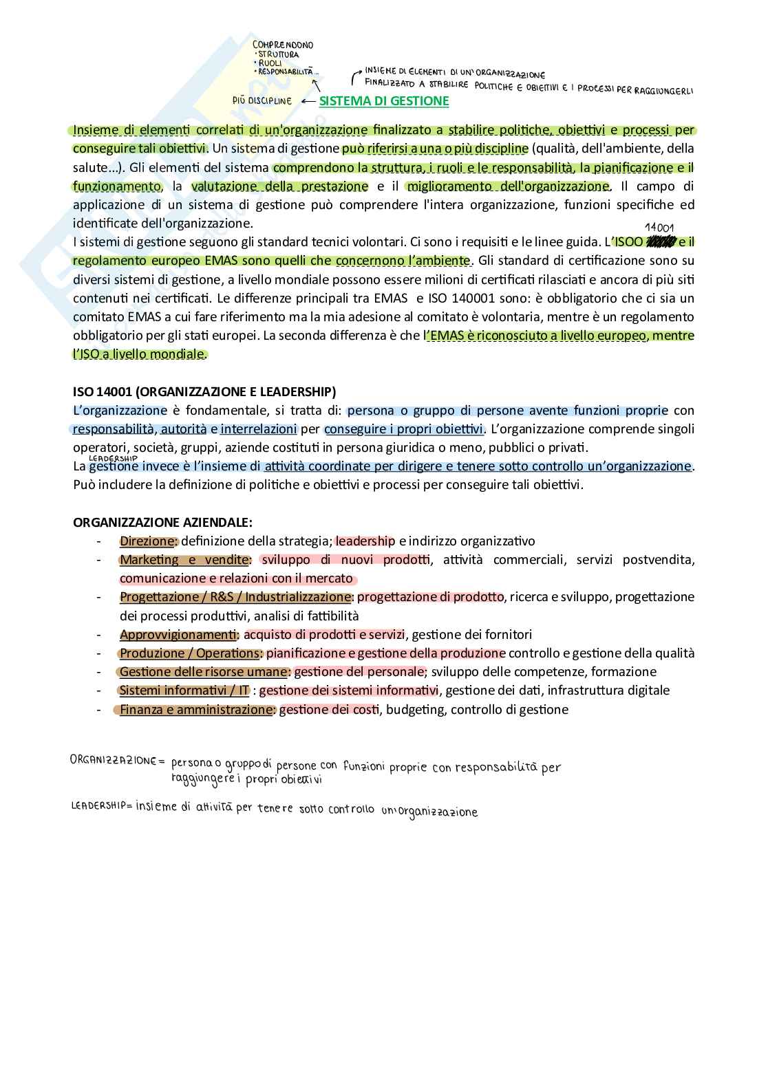 Appunti Sistemi di gestione della qualità ambientale  Pag. 1