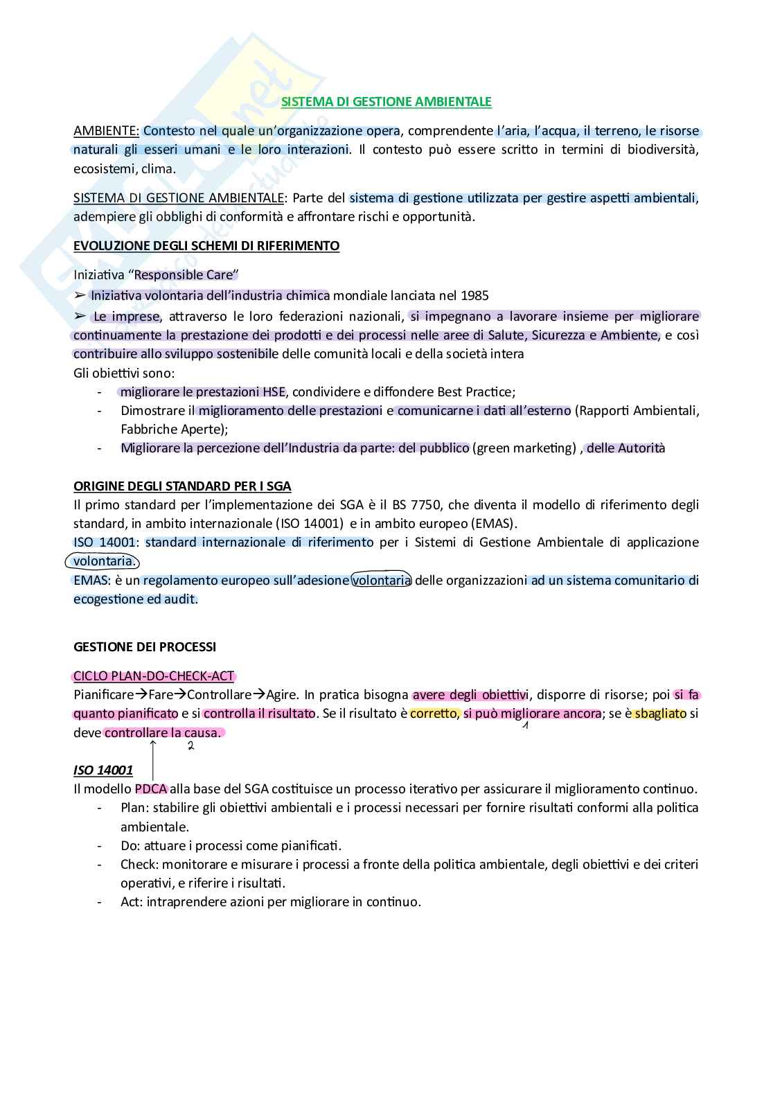 Appunti Sistemi di gestione della qualità ambientale  Pag. 2