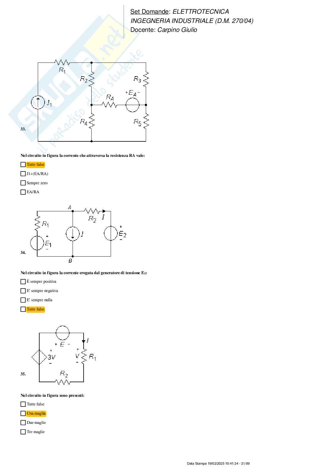 Paniere nuovo (2025) di Elettrotecnica  Pag. 21