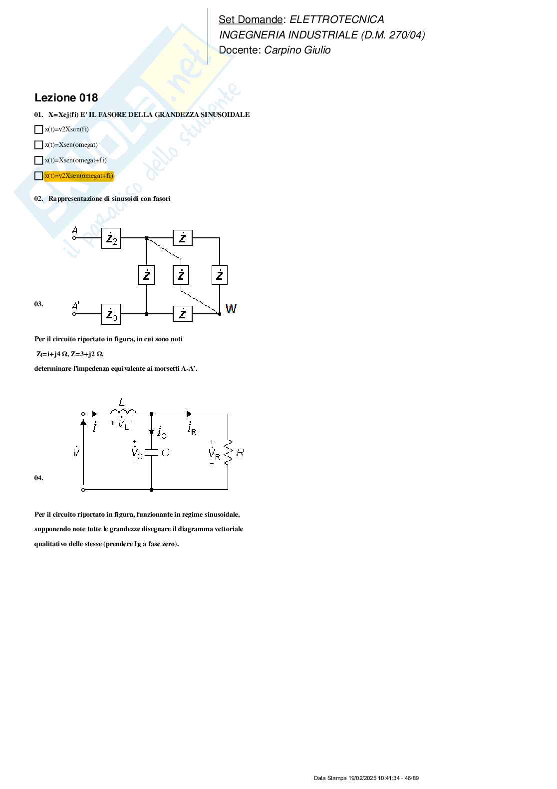 Paniere nuovo (2025) di Elettrotecnica  Pag. 46