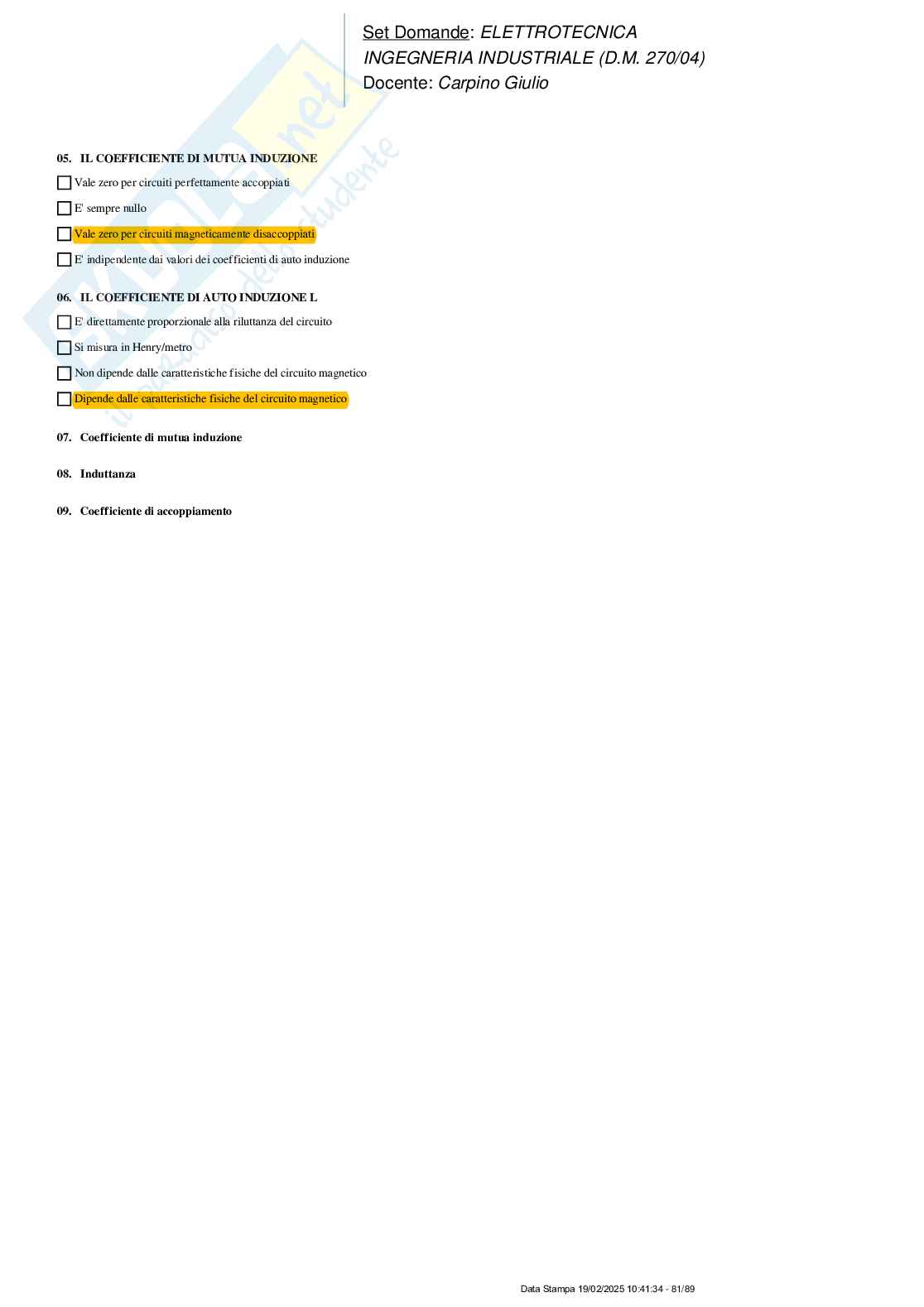 Paniere nuovo (2025) di Elettrotecnica  Pag. 81