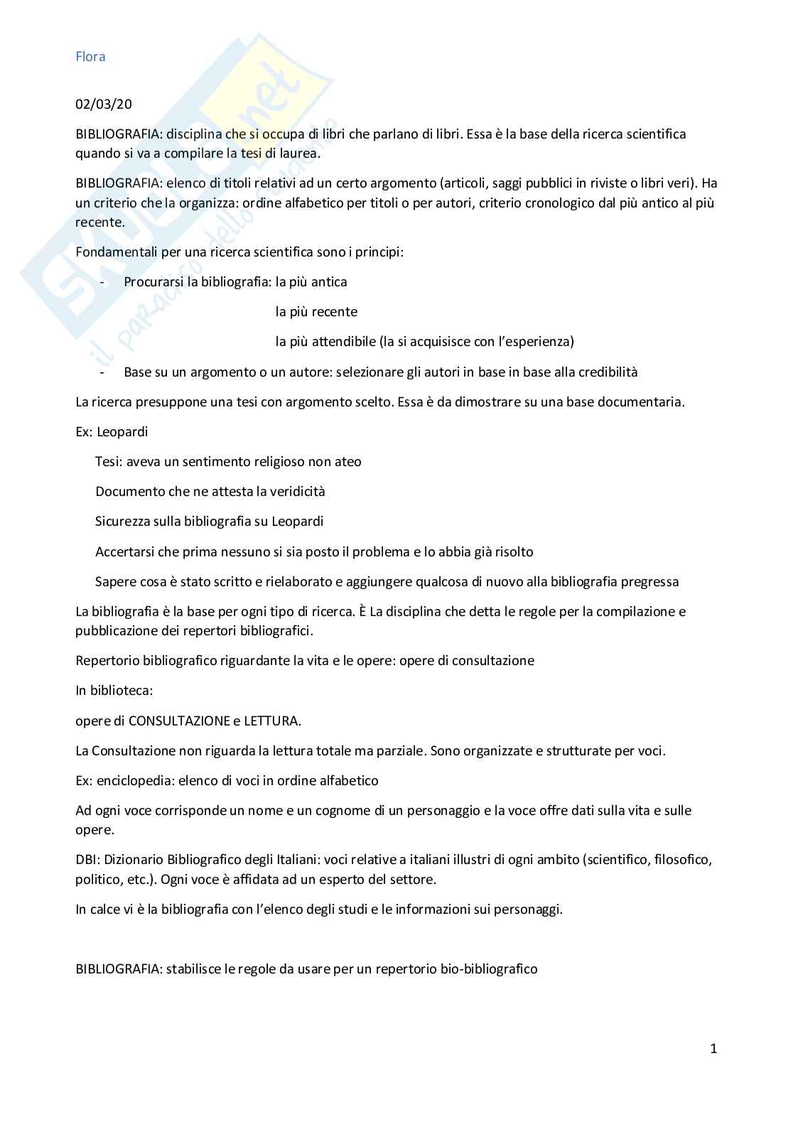 Appunti lezioni Biblioteconomia  Pag. 1