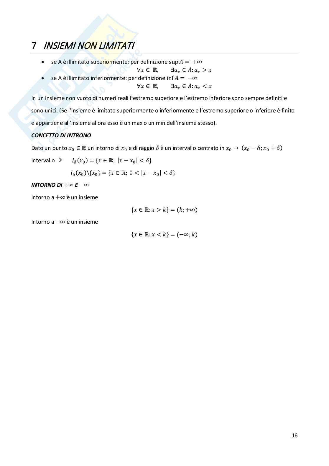 Riassunto esame Analisi 1, Prof. Leone Chiara, libro consigliato Analisi matematica (Vol. 1) , Paolo Marcellini, Carlo Sbordone Pag. 16