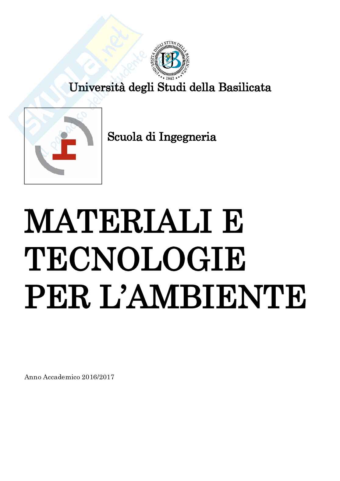 Materiali e tecnologie per l'ambiente Pag. 1