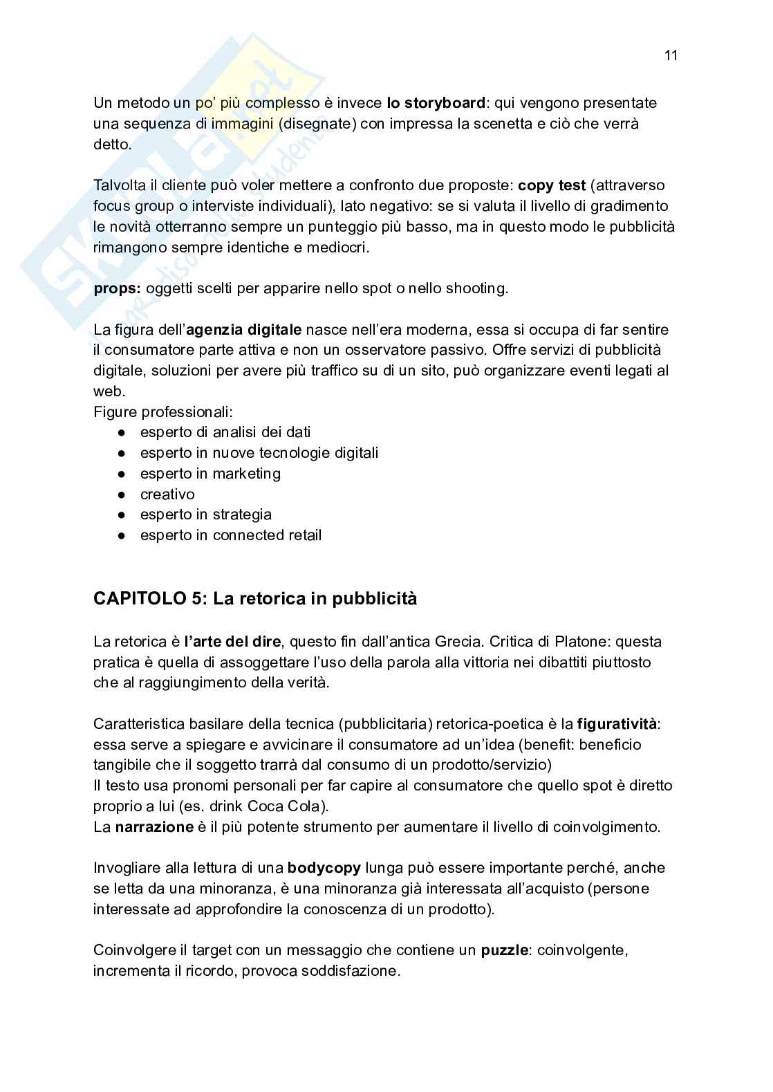 Riassunto esame Teoria e tecnica della comunicazione pubblicitaria, Prof. Casale Roberta, libro consigliato Teoria e tecnica della comunicazione pubblicitaria , Ferraresi Pag. 11