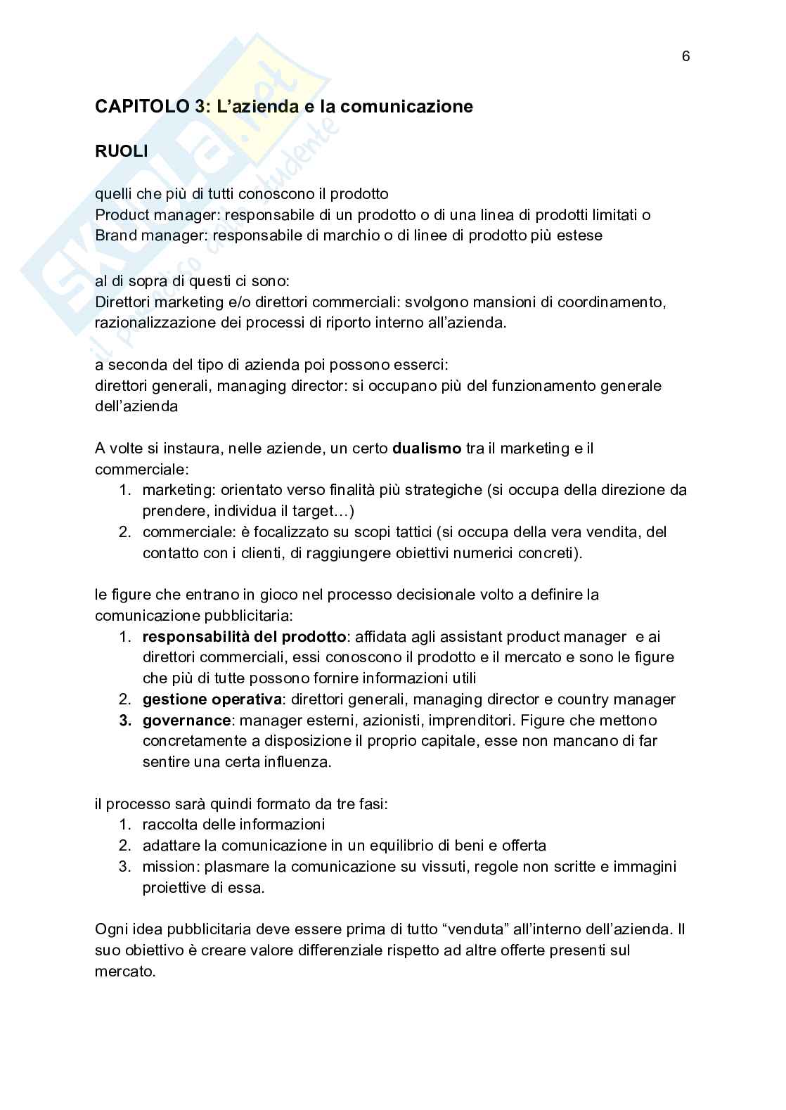 Riassunto esame Teoria e tecnica della comunicazione pubblicitaria, Prof. Casale Roberta, libro consigliato Teoria e tecnica della comunicazione pubblicitaria , Ferraresi Pag. 6