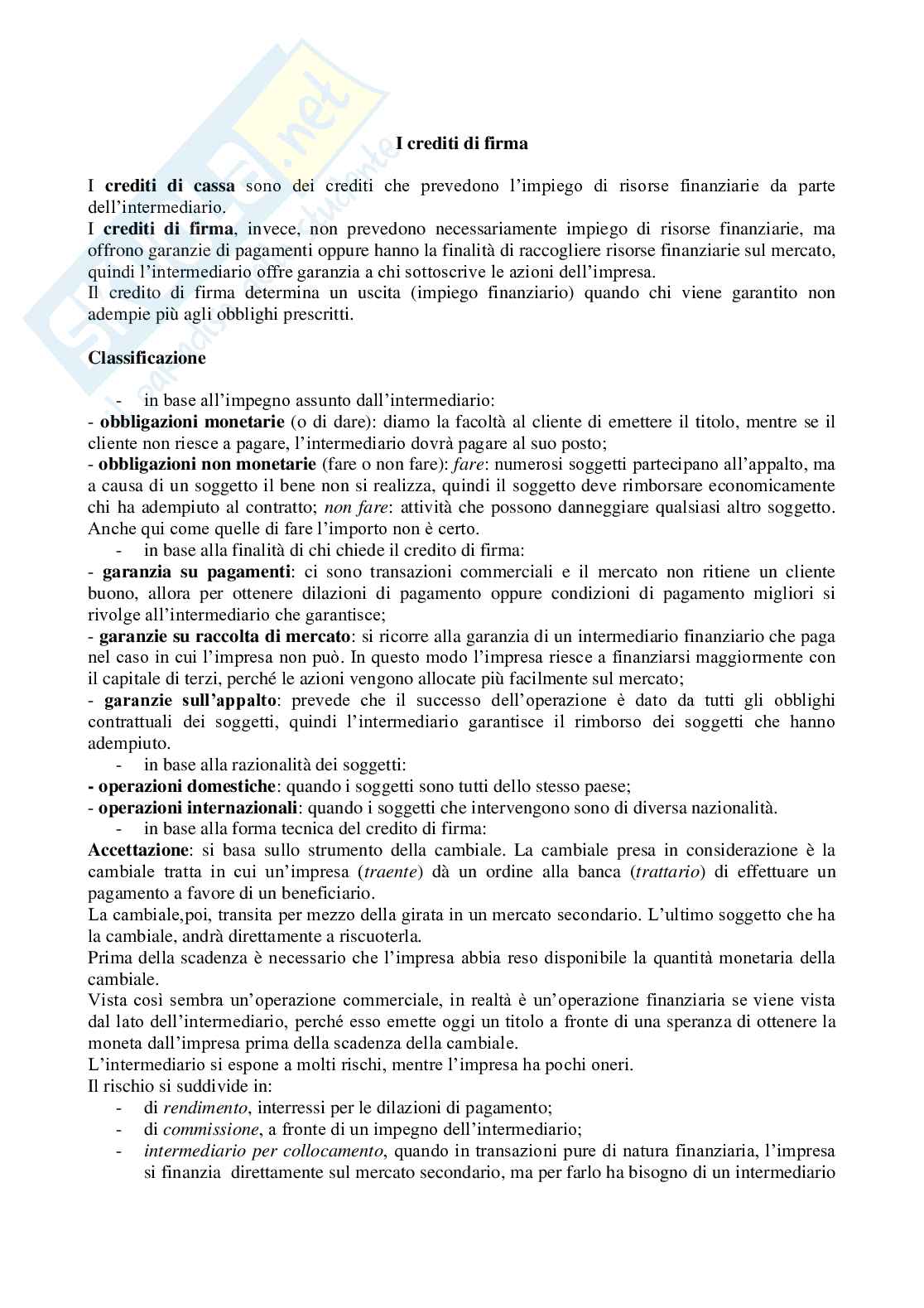 I crediti di firma Pag. 1