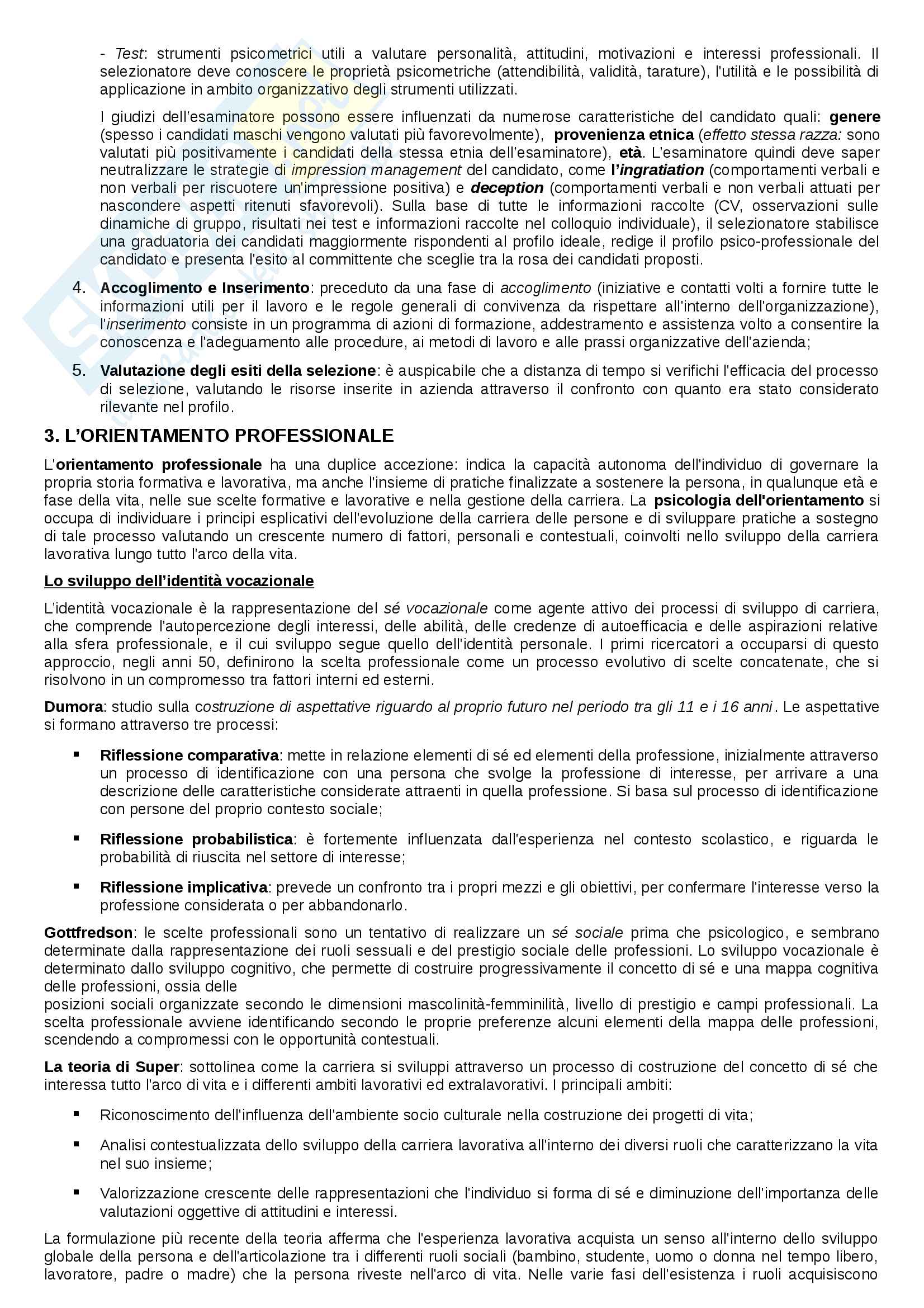 Riassunto esame Psicologia del Lavoro e delle Organizzazioni, prof. Tassoni, libro consigliato "Psicologia delle Risorse Umane", Argentero, Cortese Pag. 2