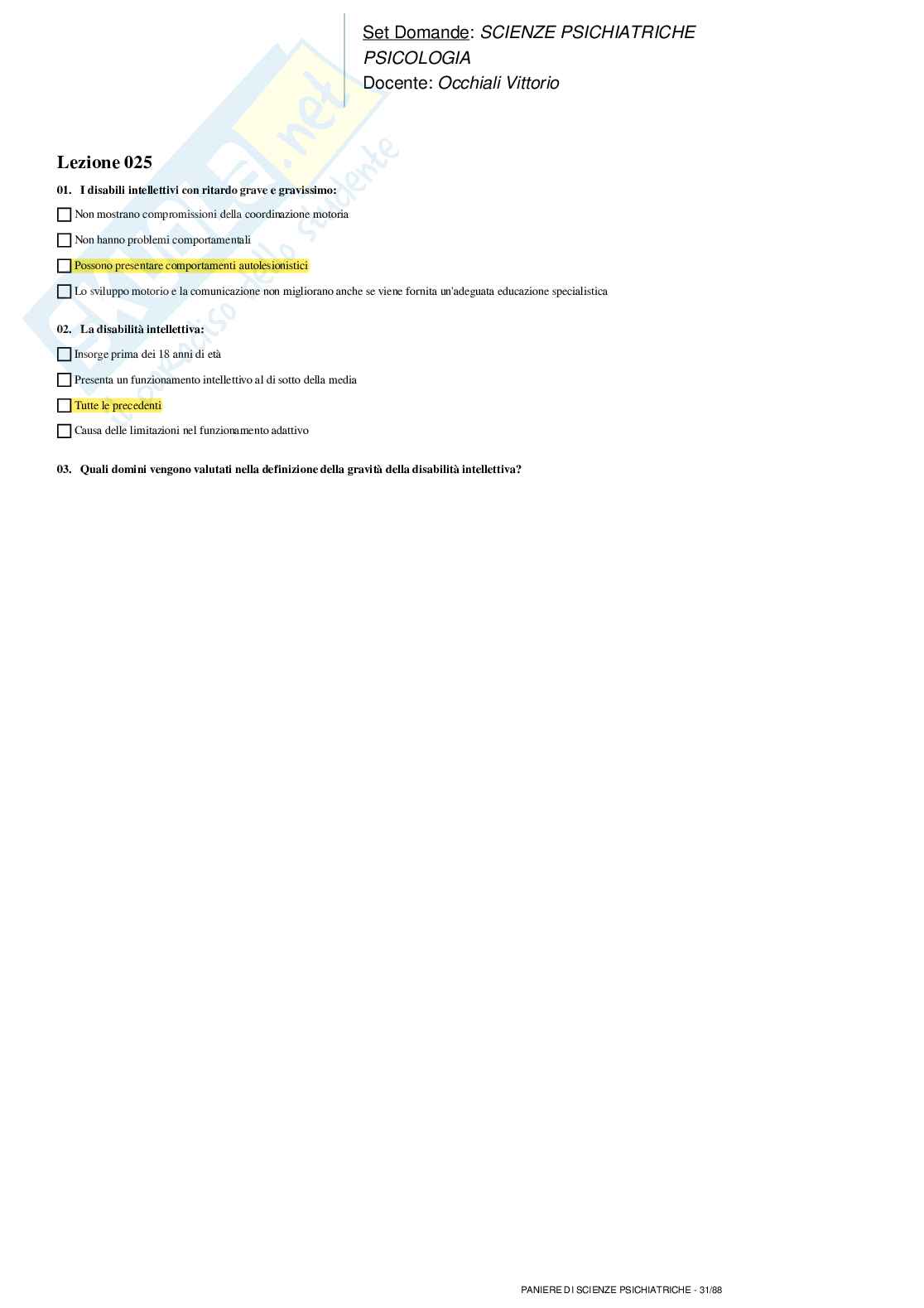 Scienze psichiatriche Pag. 31
