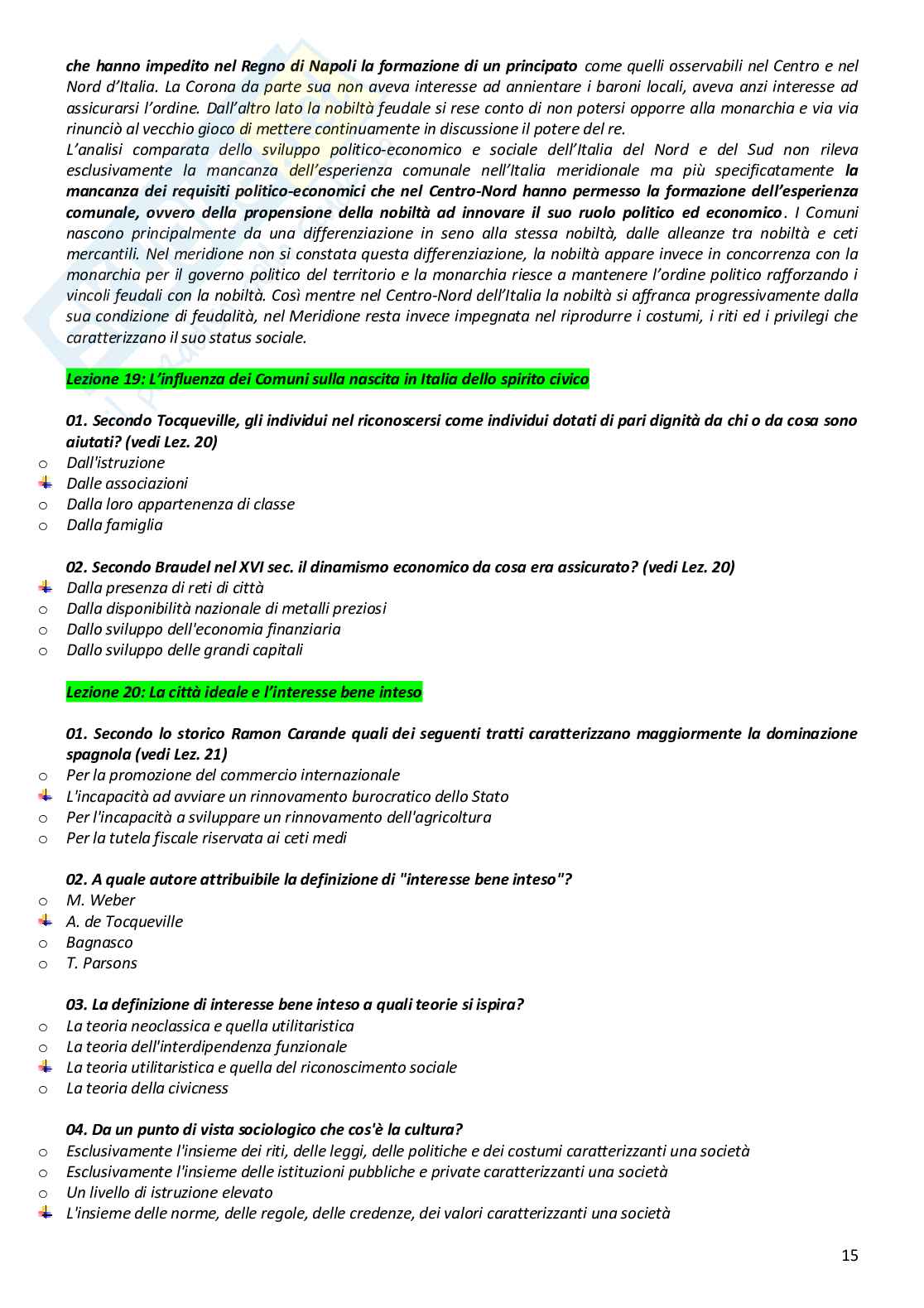 Paniere completo di Sociologia urbana del turismo e delle comunità locali - Risposte multiple e aperte - aggiornato (2026) Pag. 16